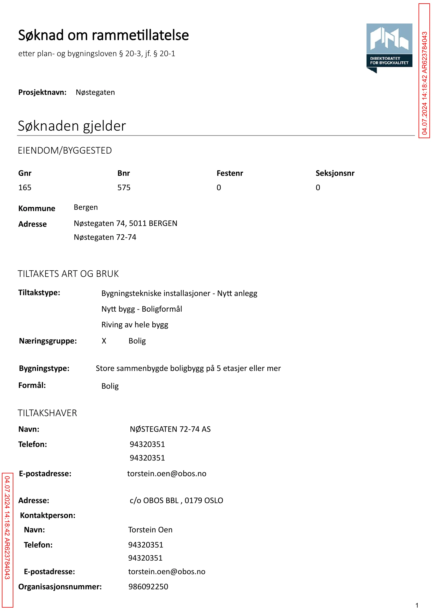 Søknad om rammetillatelse