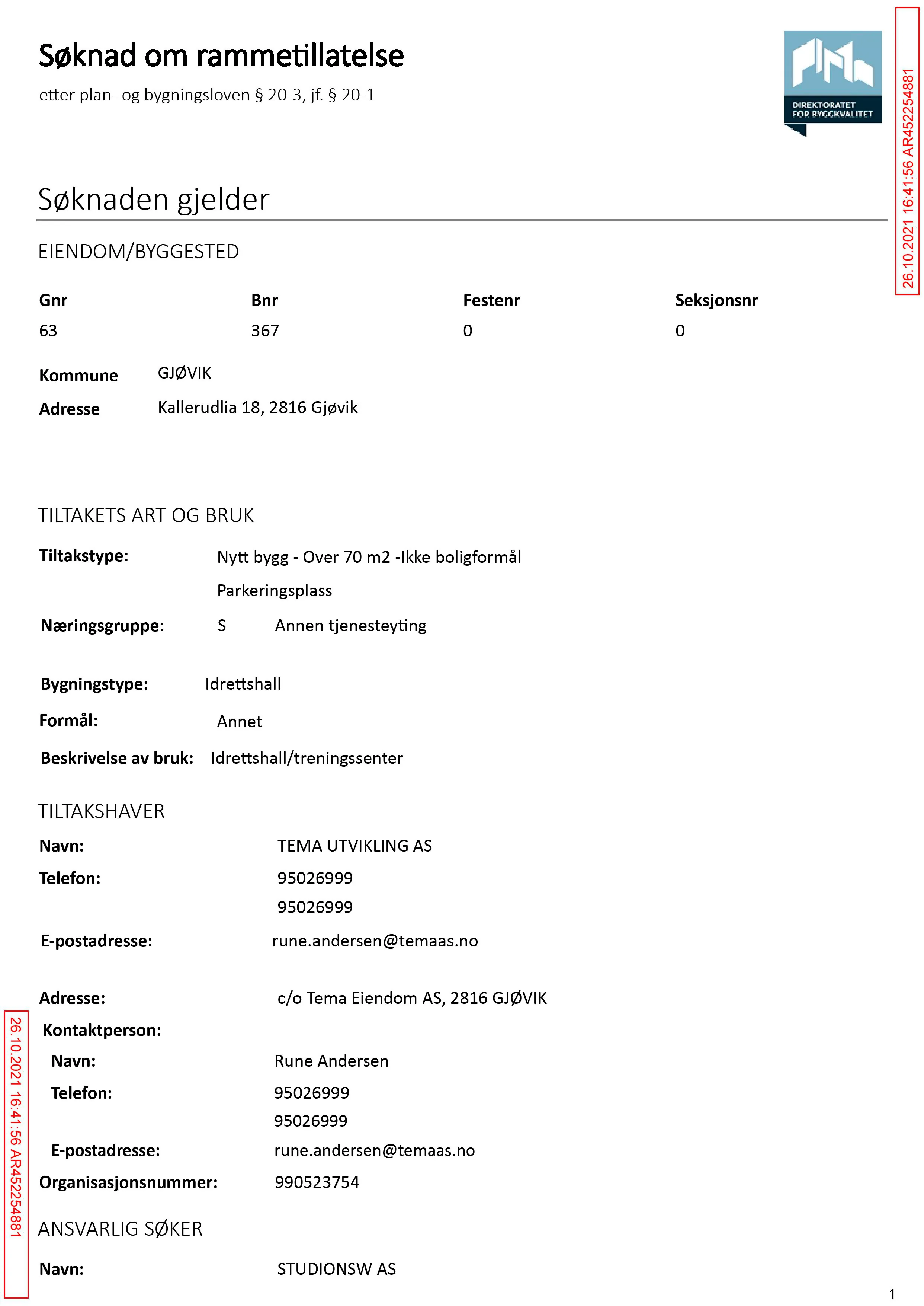 Søknad om rammetillatelse