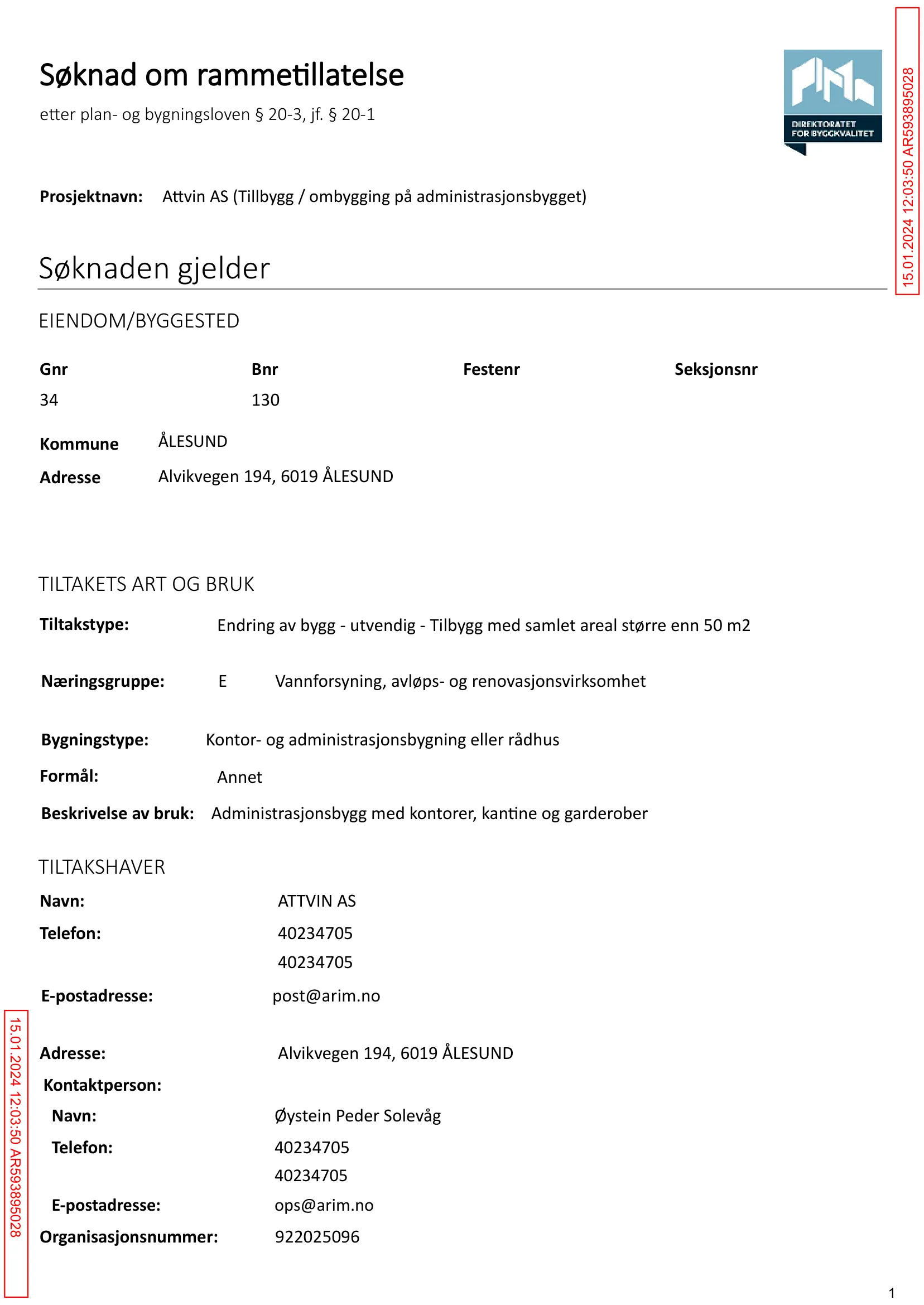Søknad om rammetillatelse
