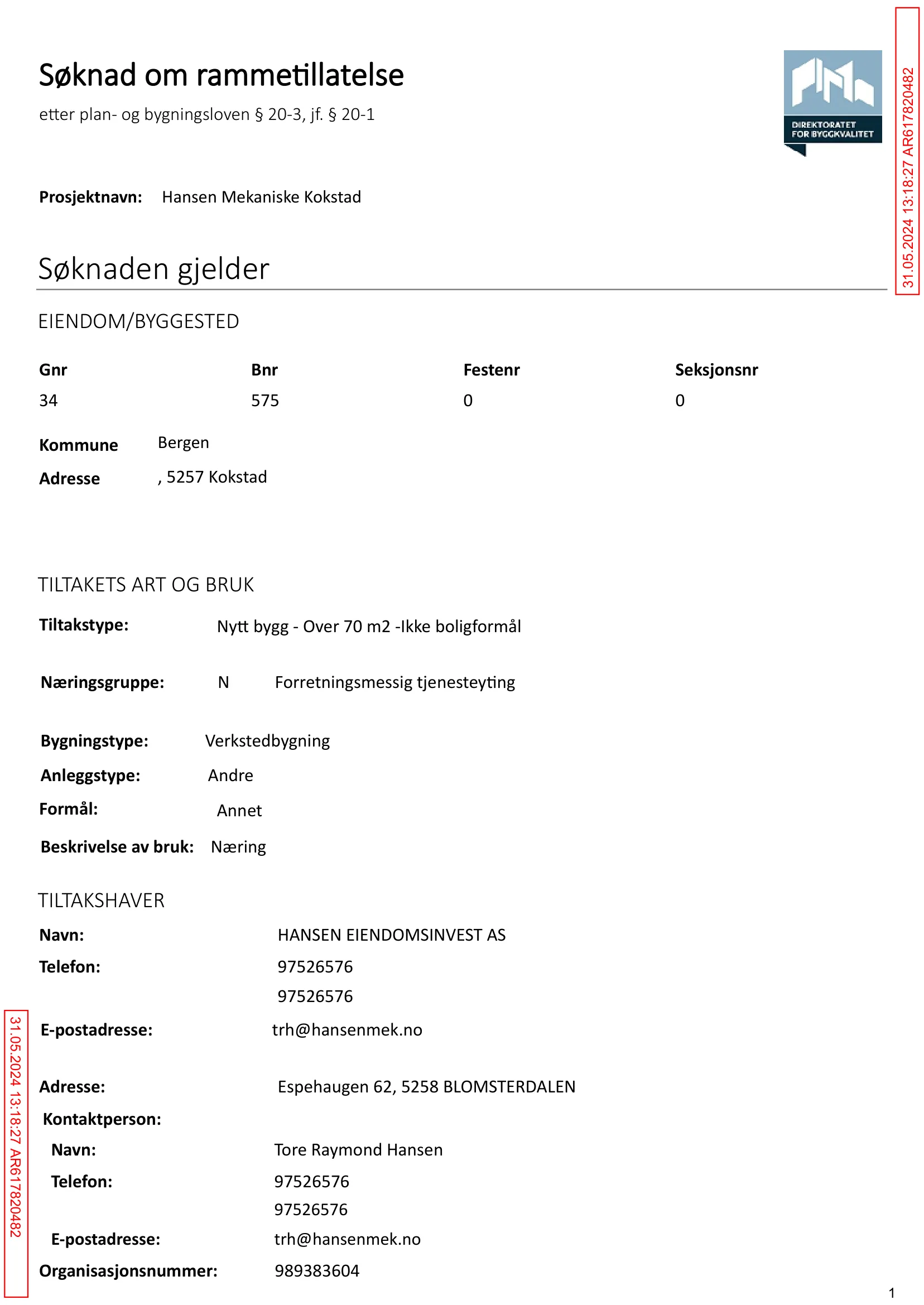 Søknad om rammetillatelse