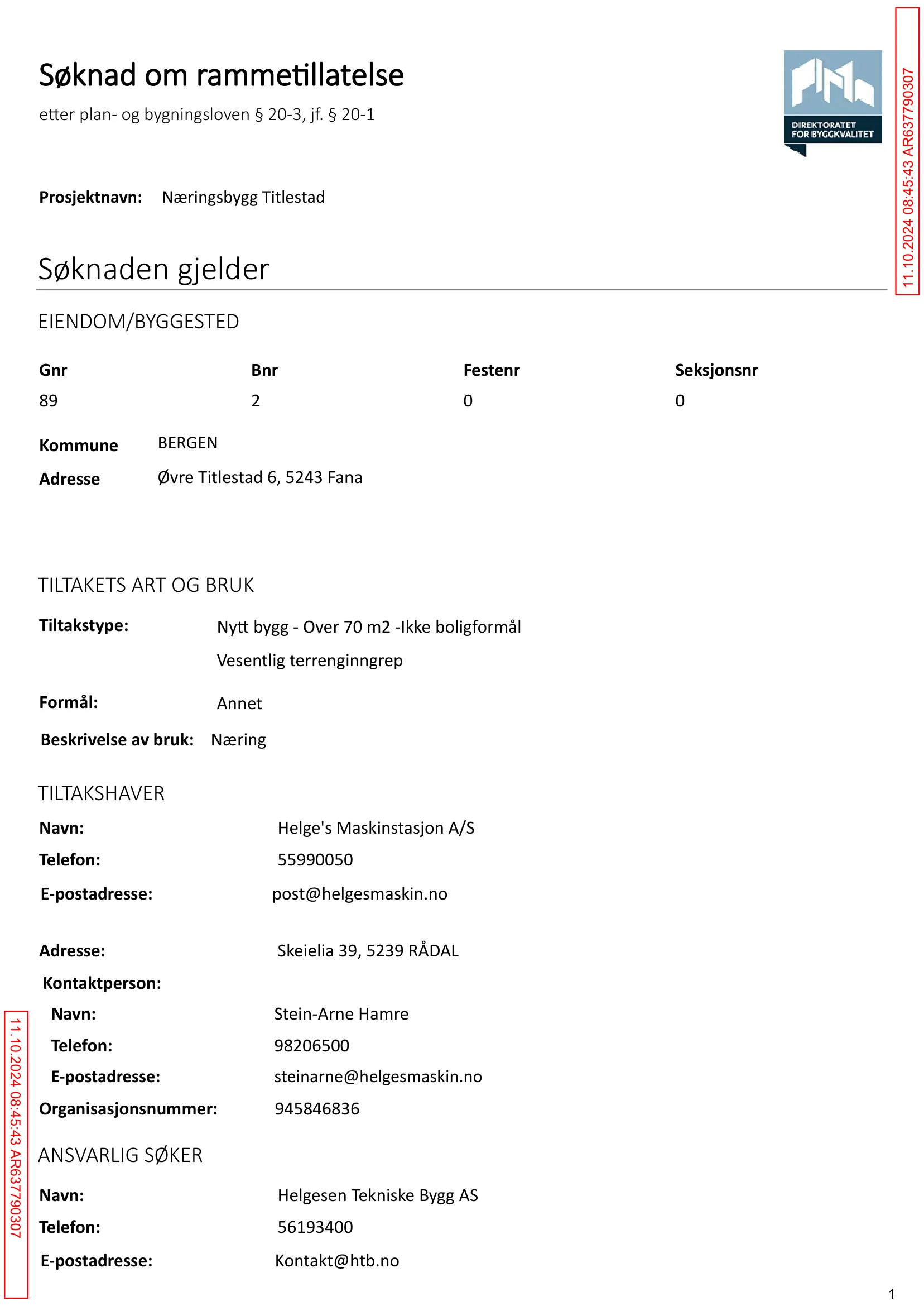 Søknad om rammetillatelse
