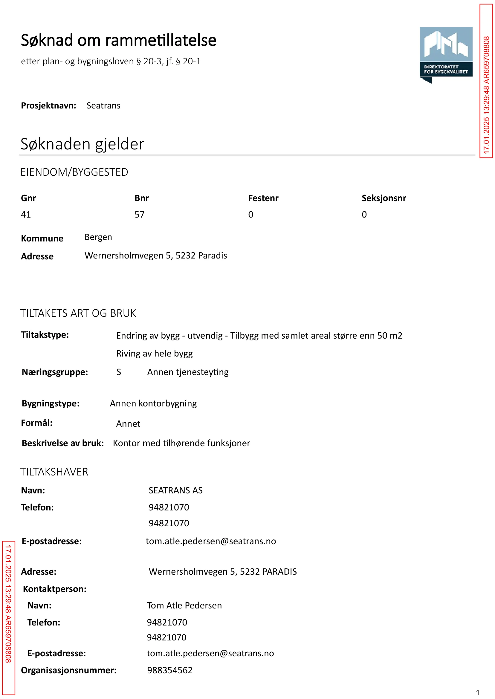 Søknad om rammetillatelse