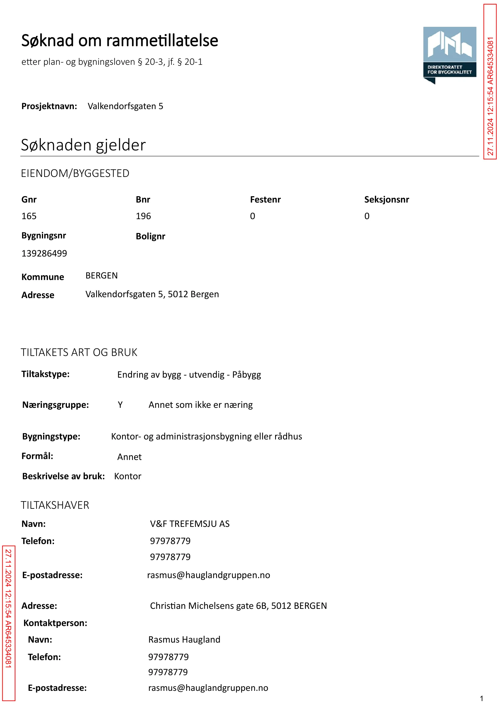 Søknad om rammetillatelse