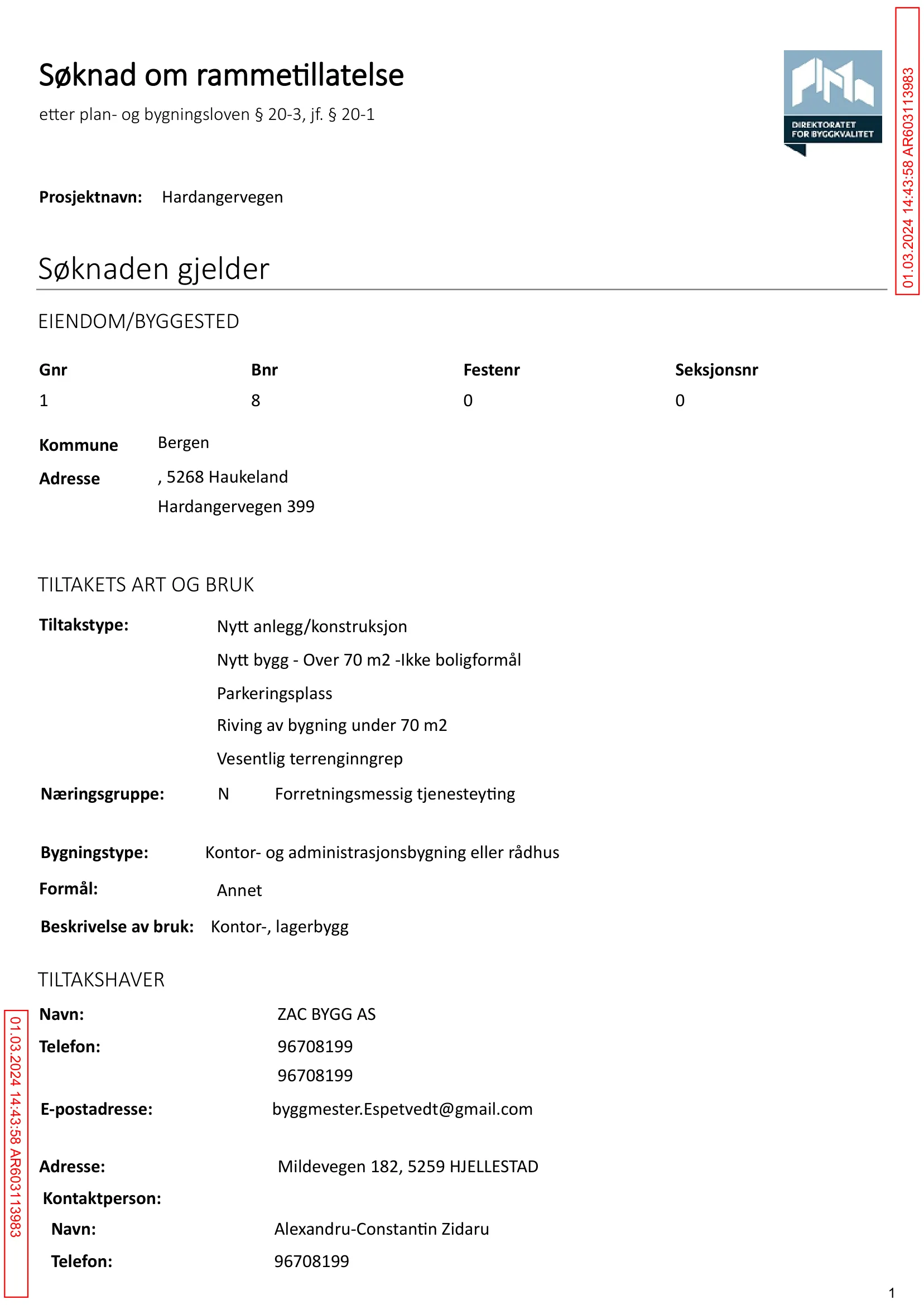 Søknad om rammetillatelse