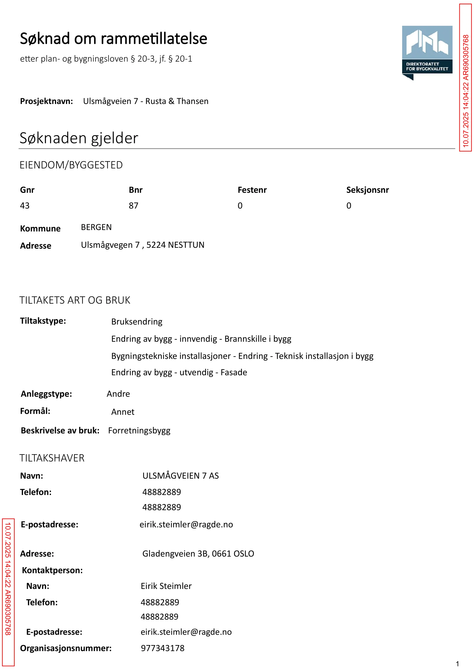 Søknad om rammetillatelse