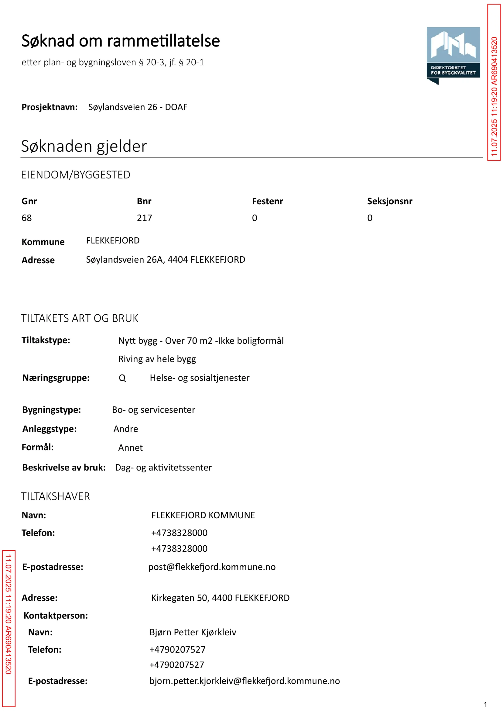 Søknad om rammetillatelse