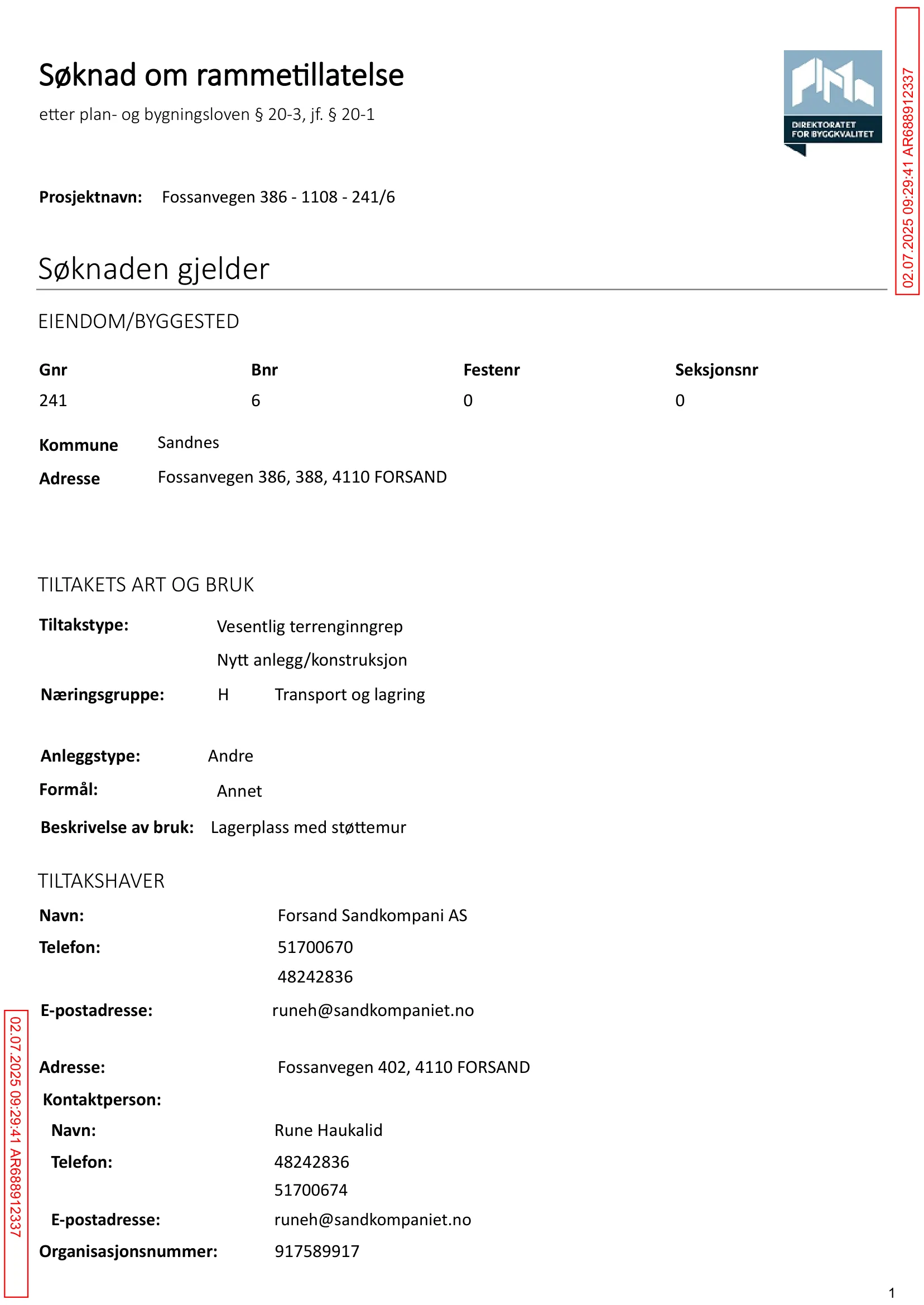 Søknad om rammetillatelse