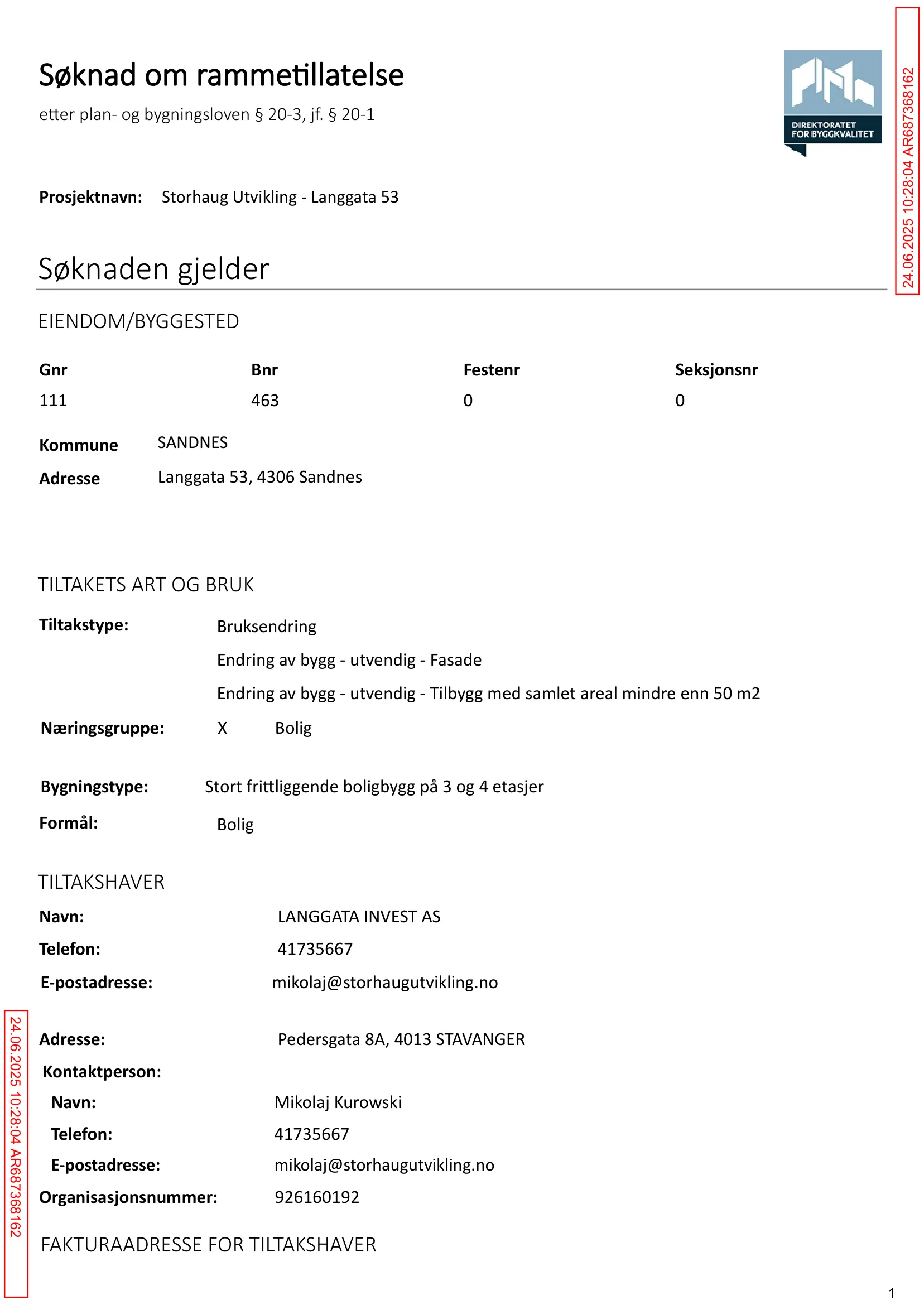 Søknad om rammetillatelse