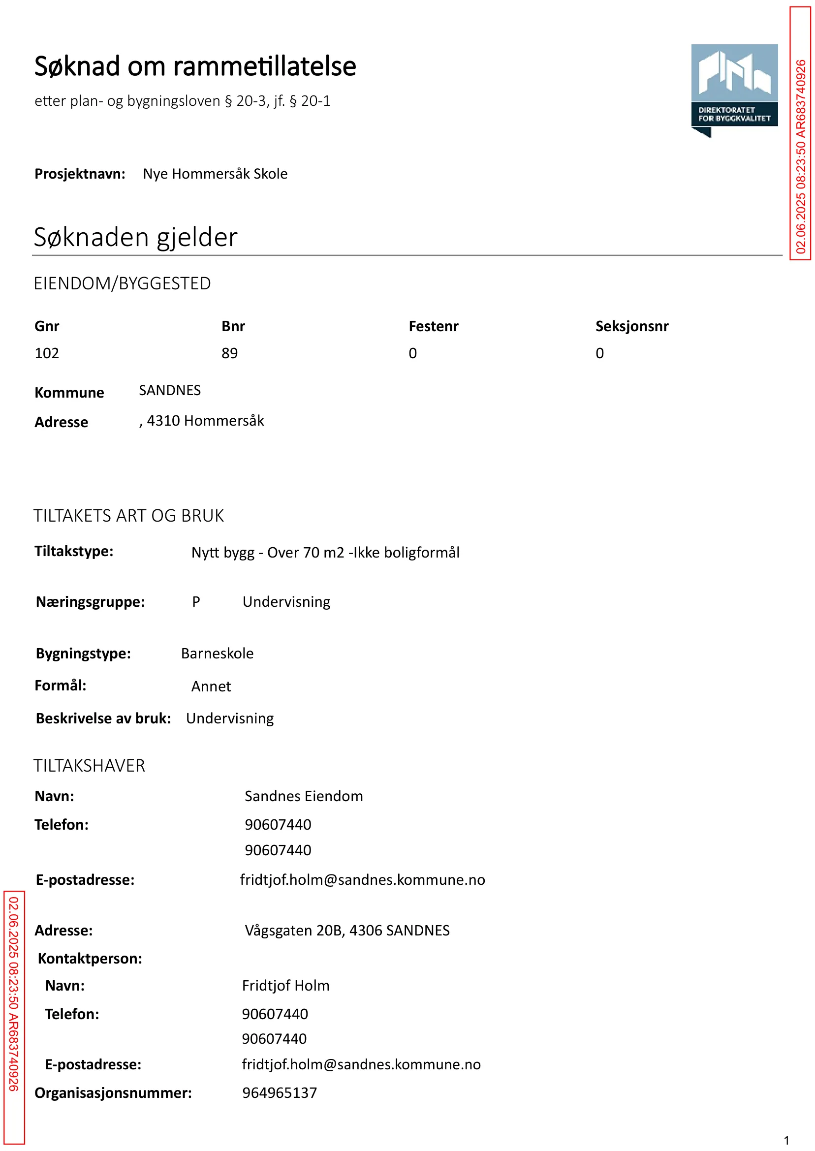 Søknad om rammetillatelse