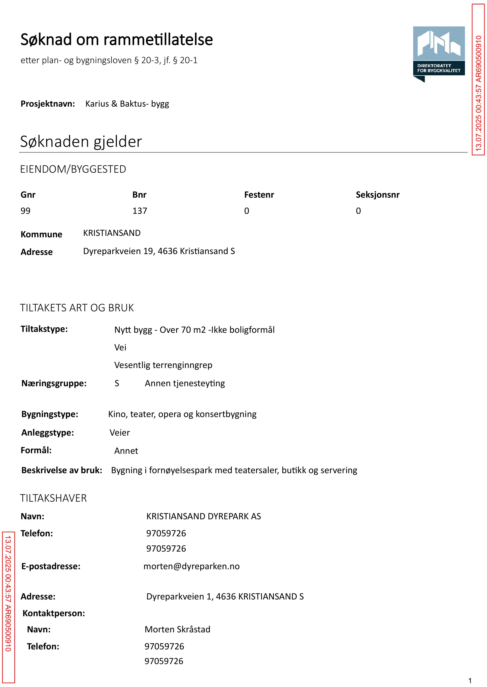 Søknad om rammetillatelse