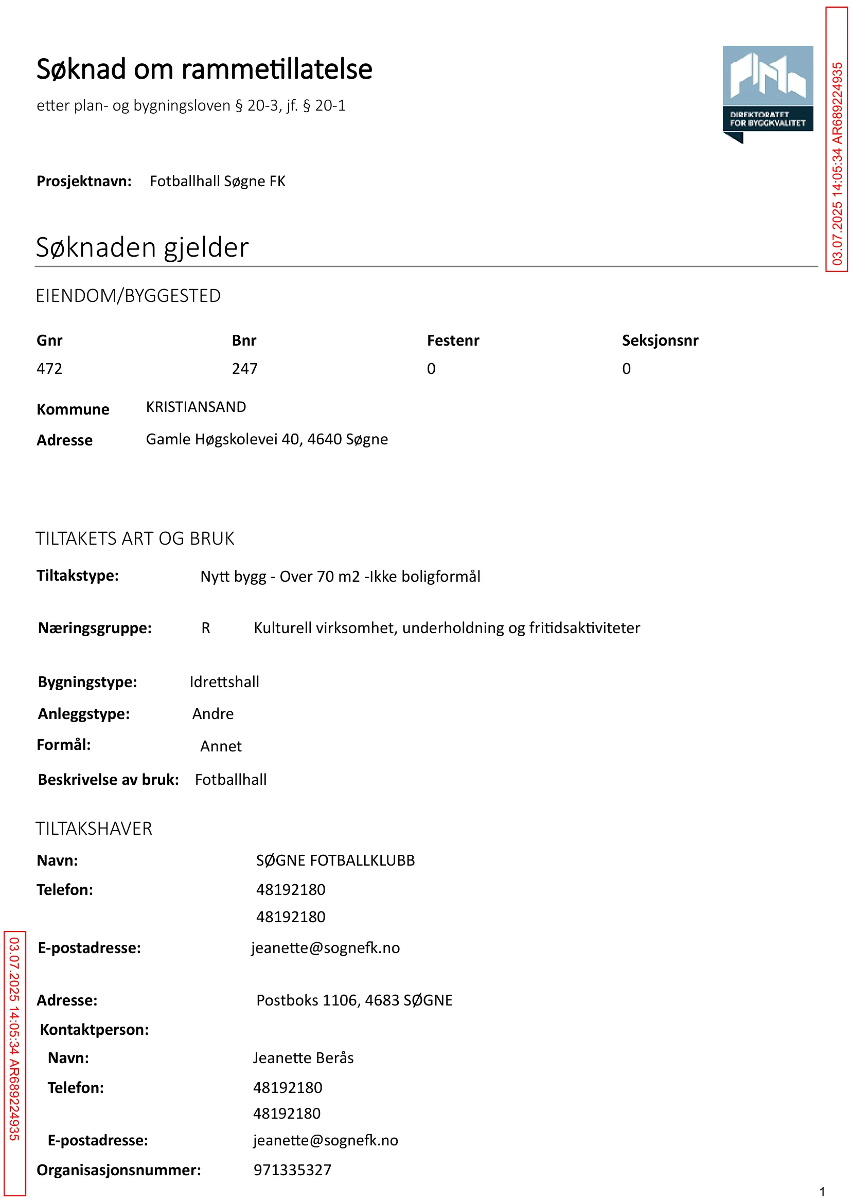 Søknad om rammetillatelse