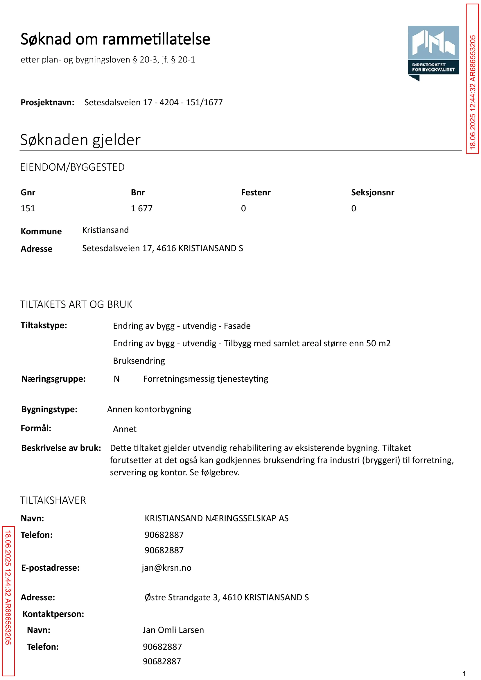Søknad om rammetillatelse