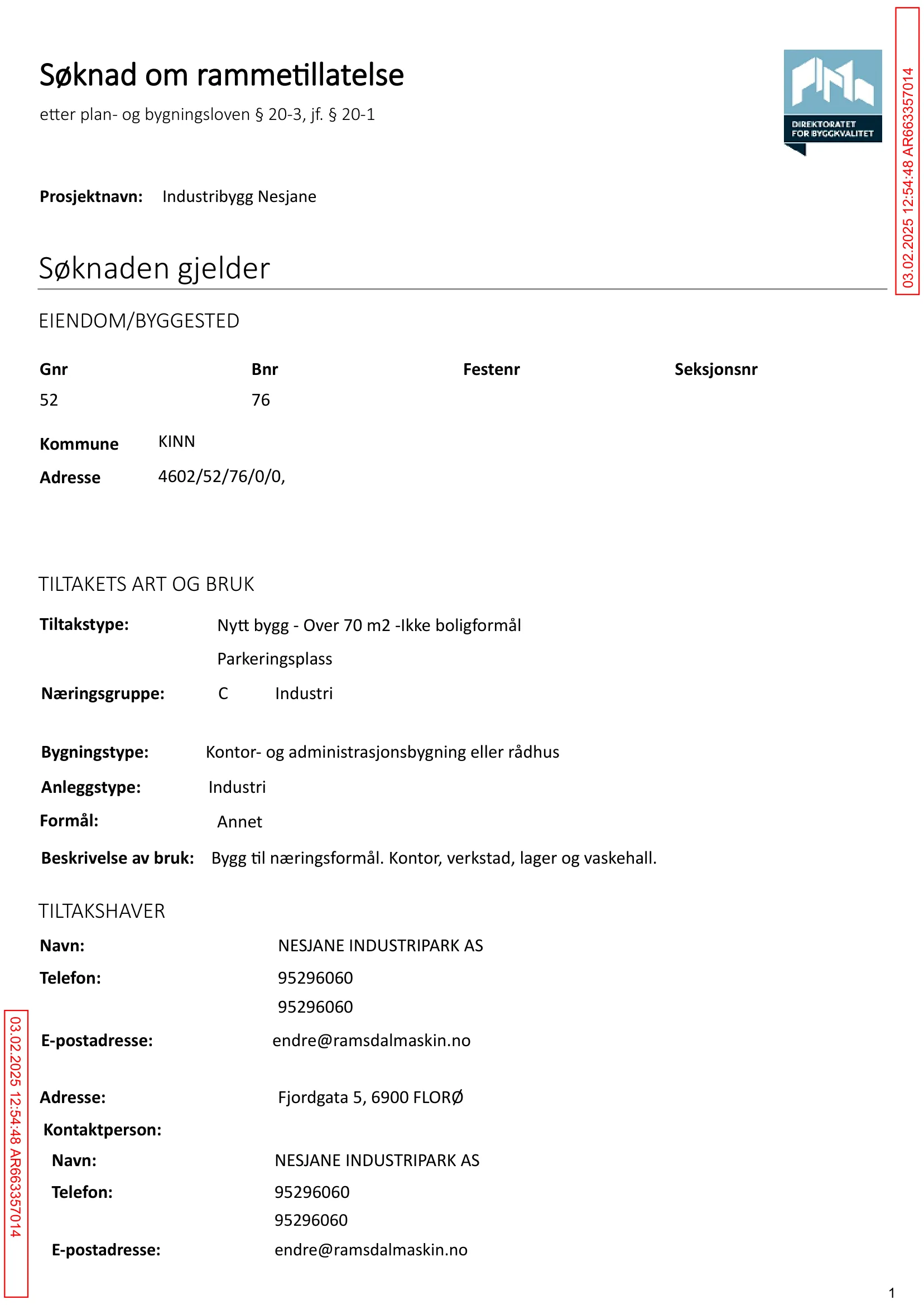 Søknad om rammetillatelse
