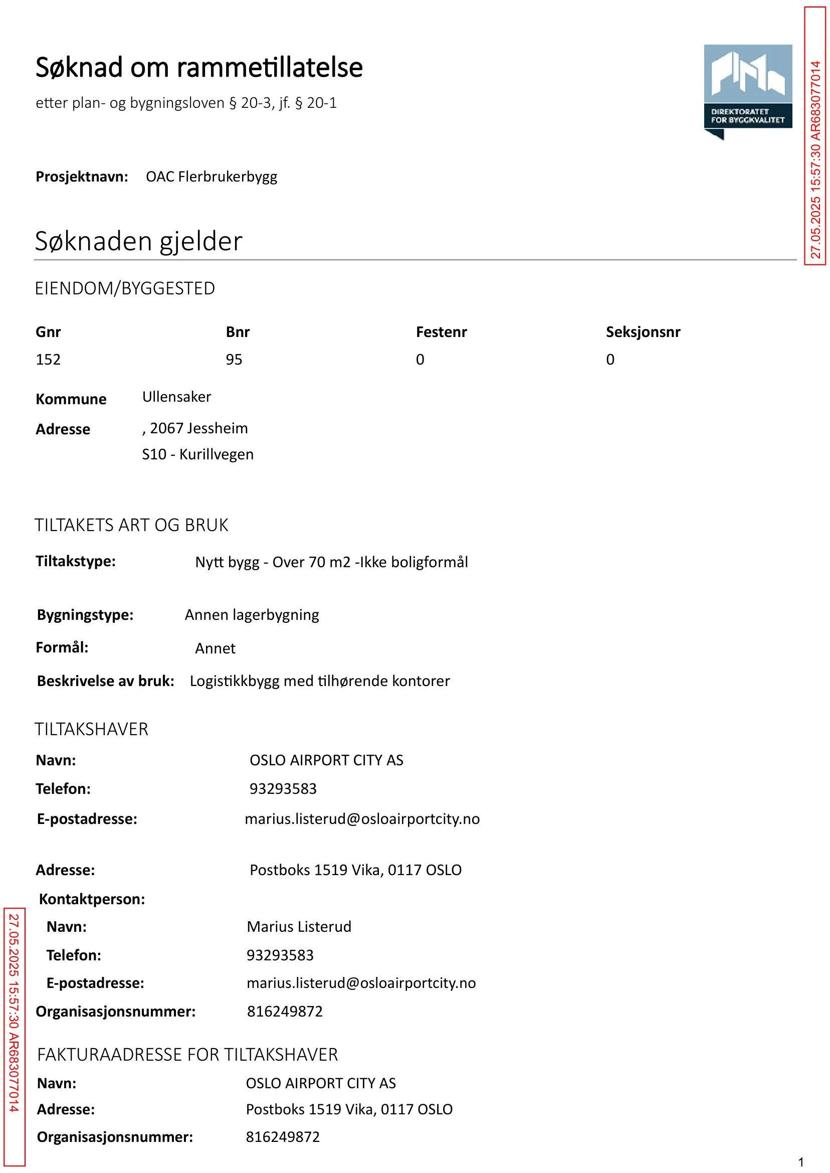Søknad om rammetillatelse
