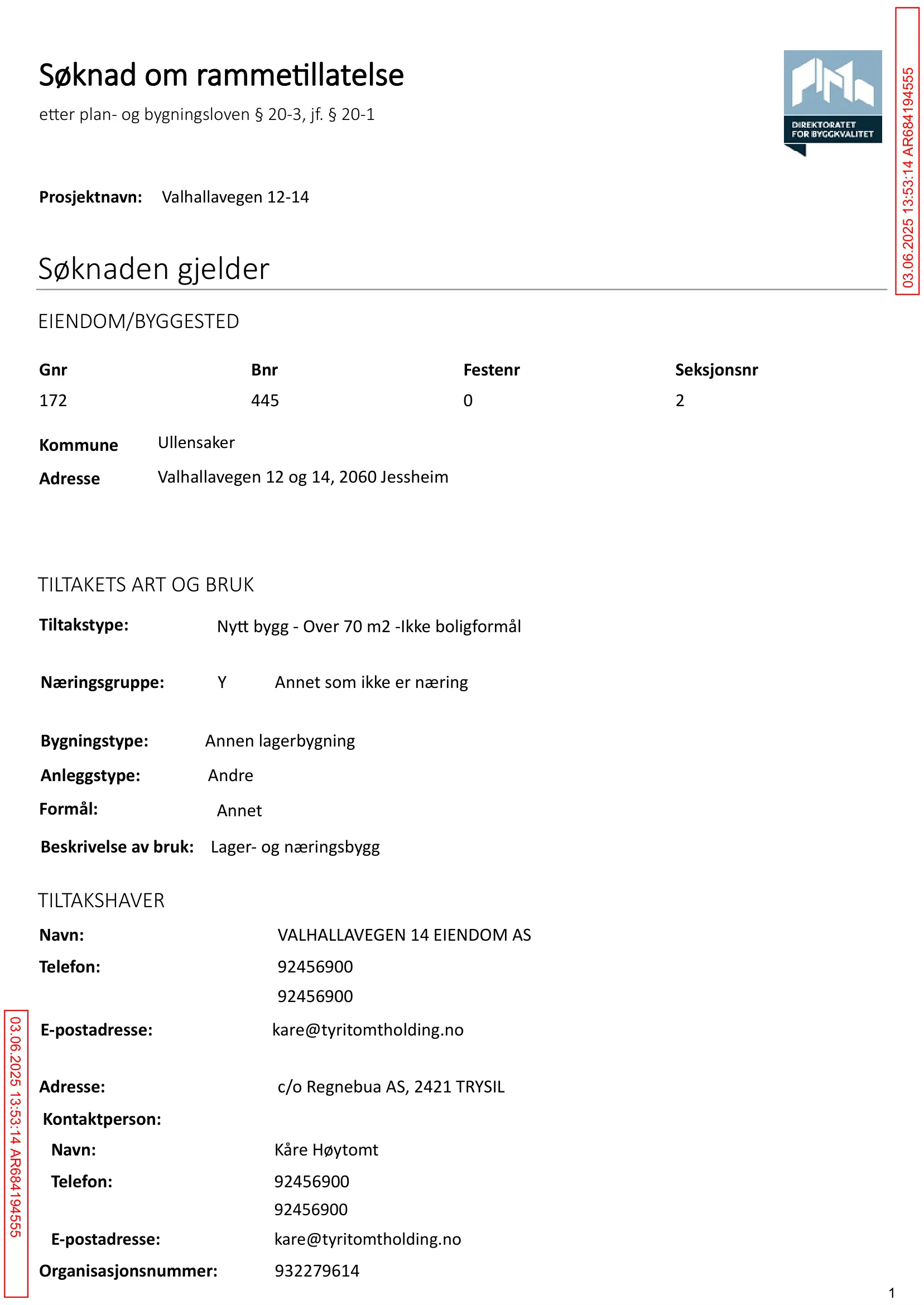Søknad om rammetillatelse