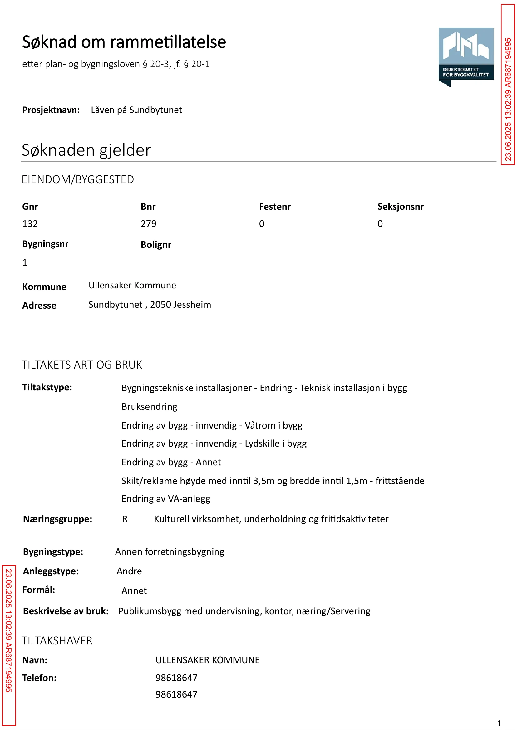 Søknad om rammetillatelse