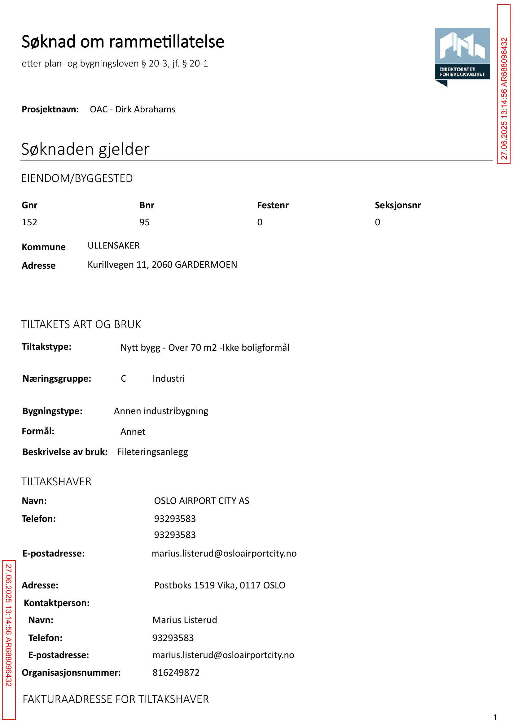 Søknad om rammetillatelse