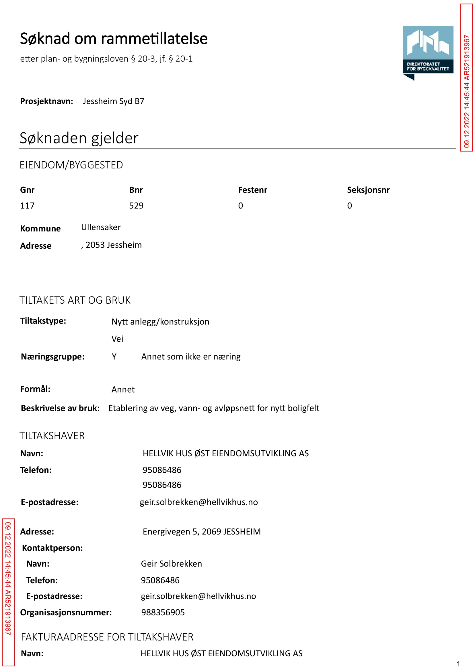 Søknad om rammetillatelse