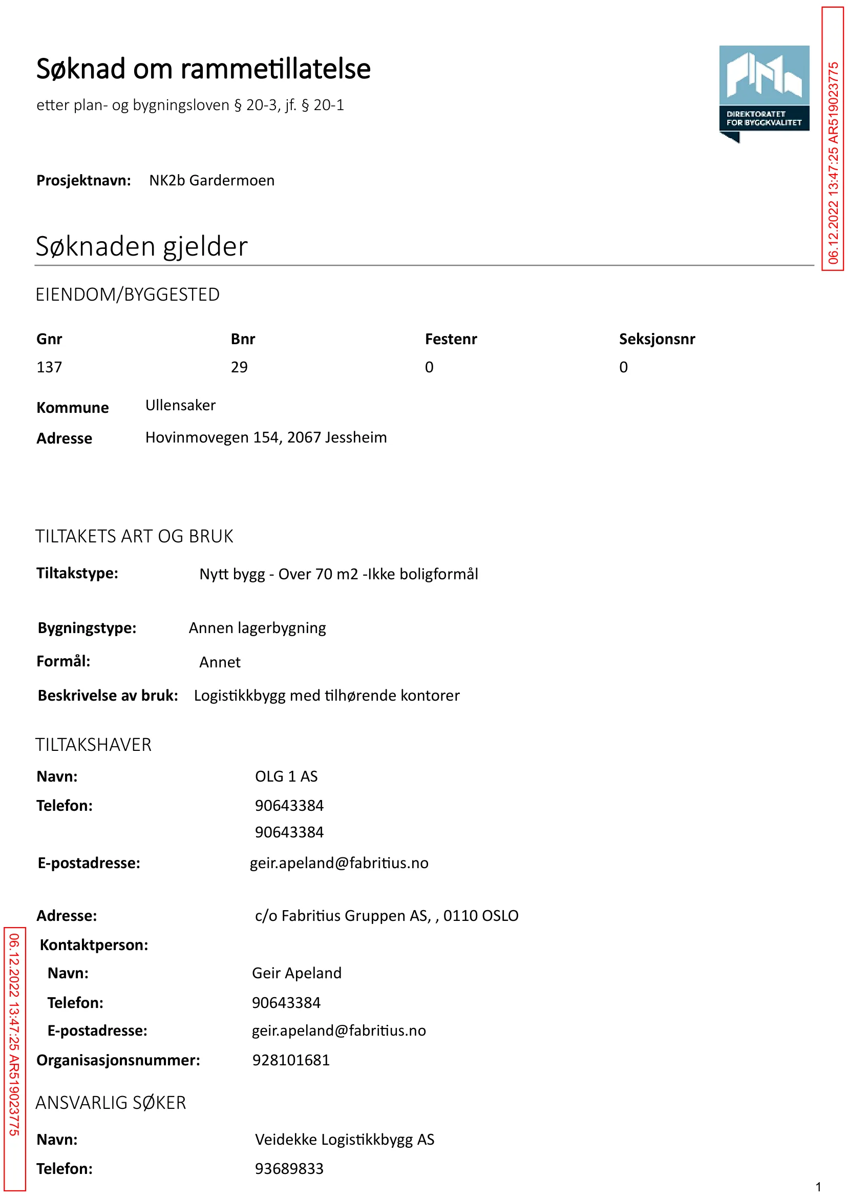 Søknad om rammetillatelse