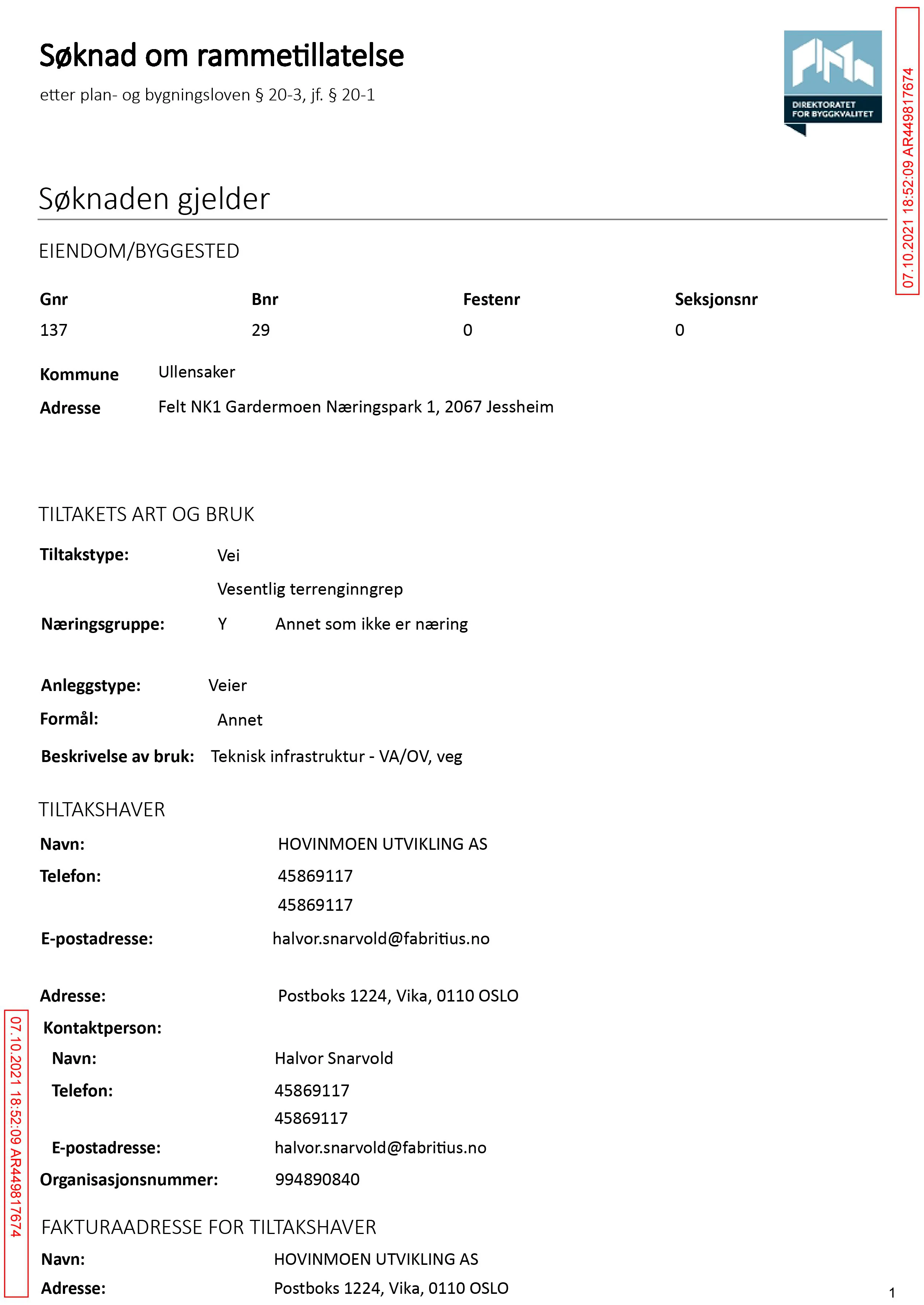 Søknad om rammetillatelse