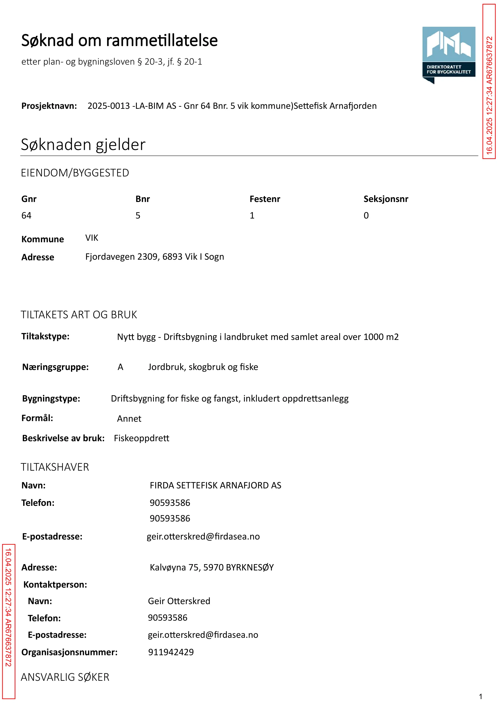 Søknad om rammetillatelse
