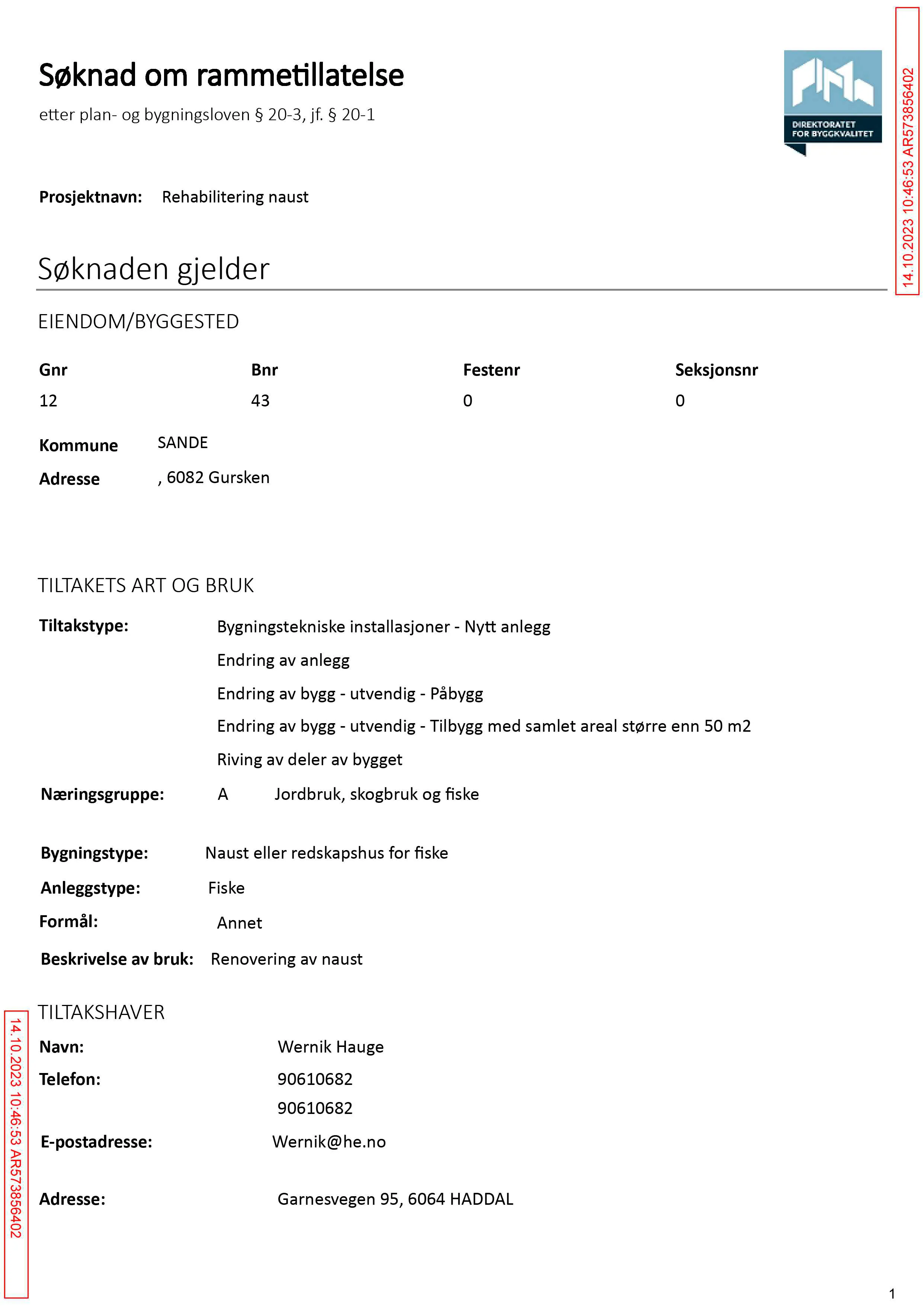 Søknad om rammetillatelse