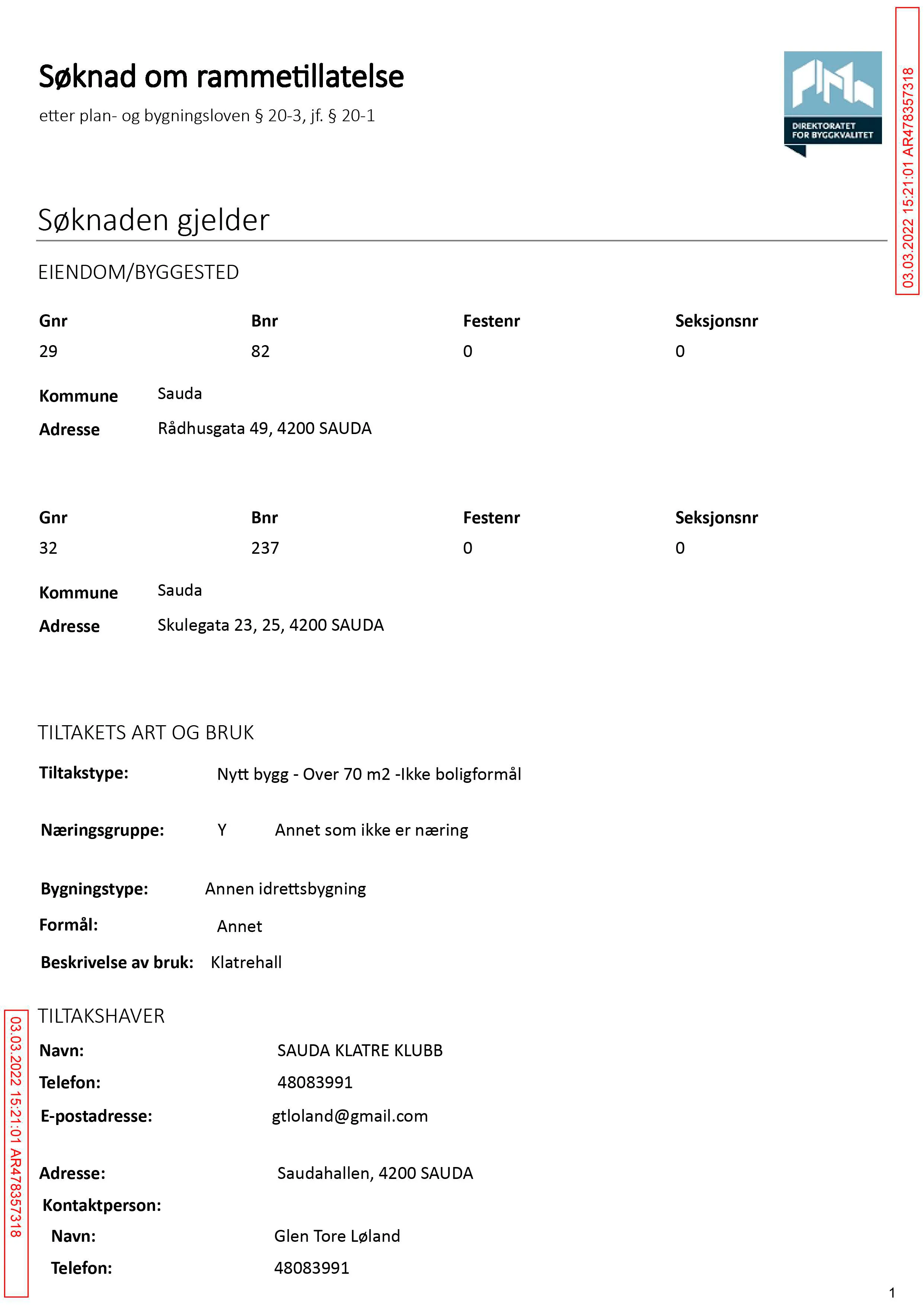 Søknad om rammetillatelse