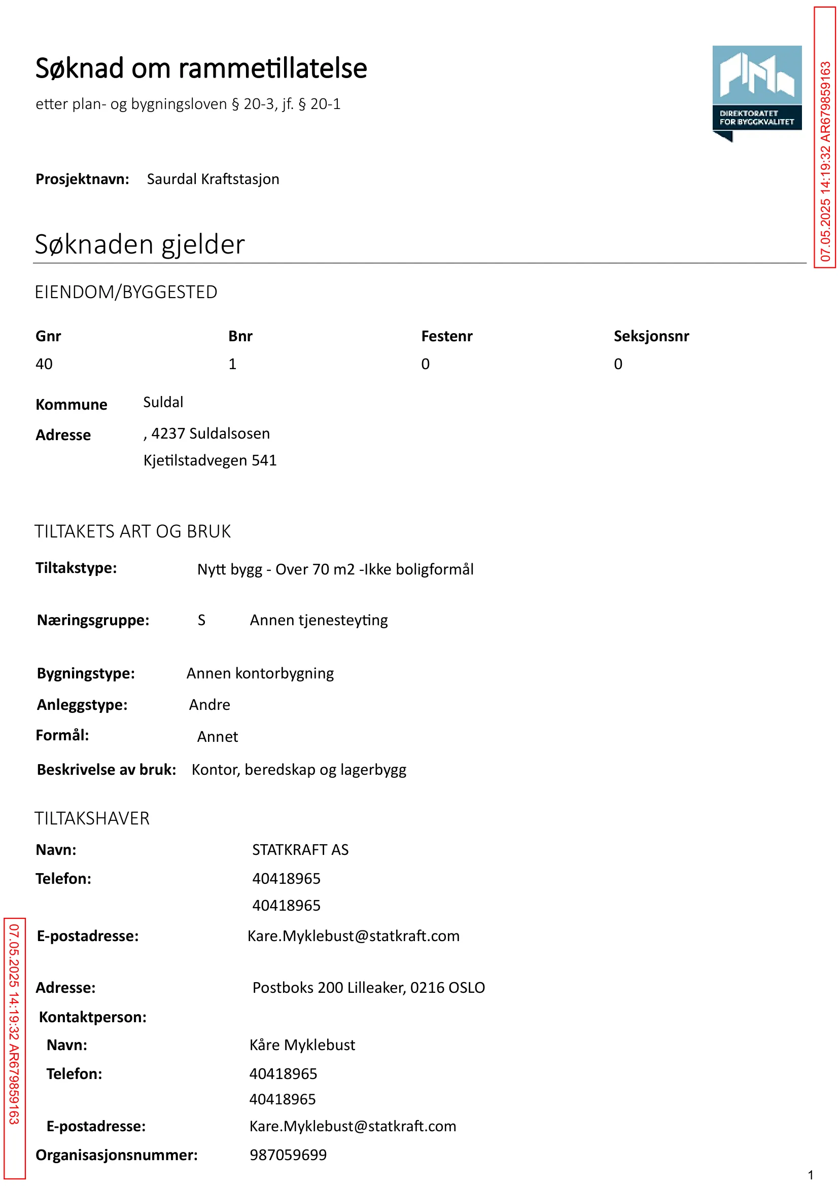 Søknad om rammetillatelse