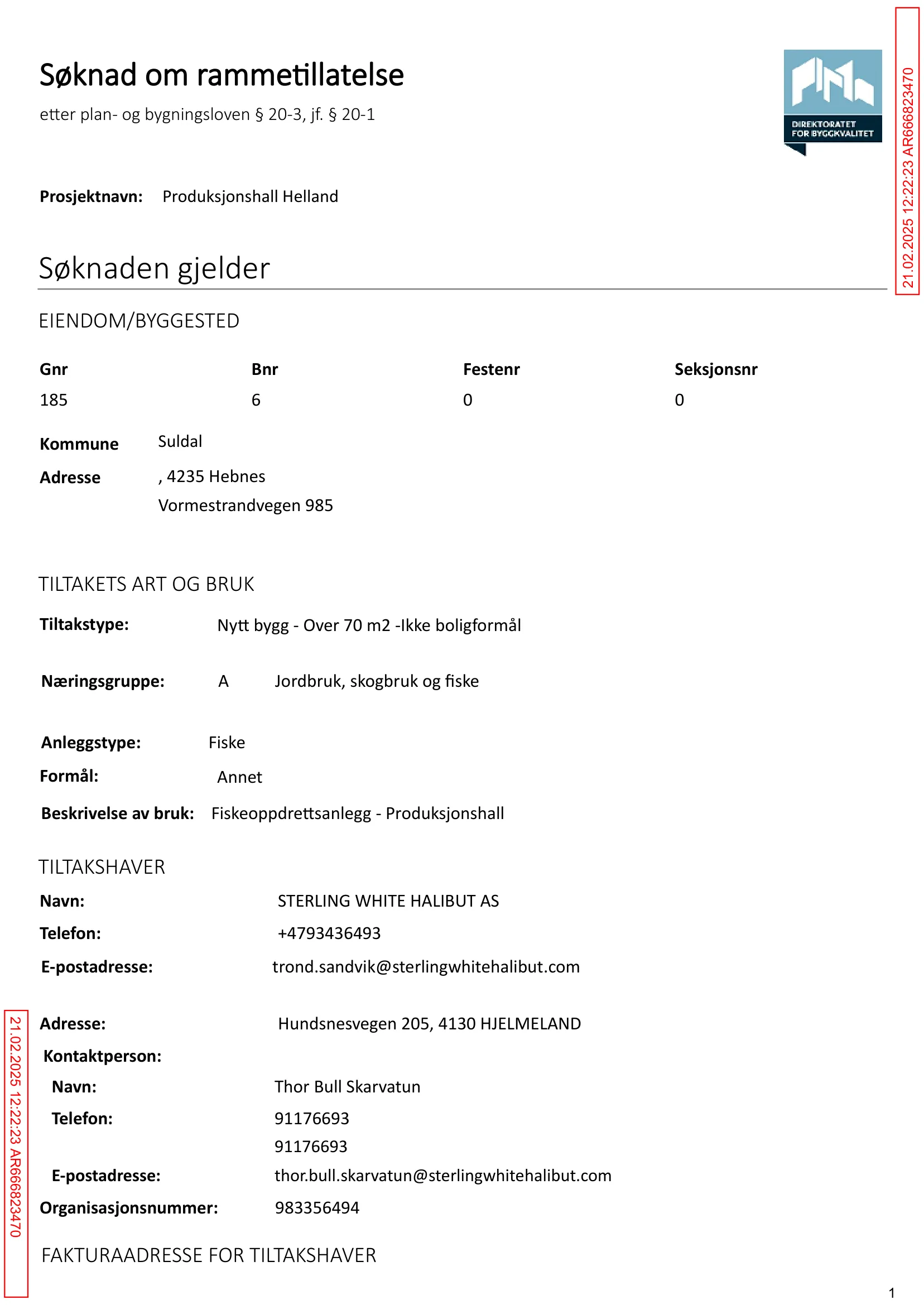 Søknad om rammetillatelse