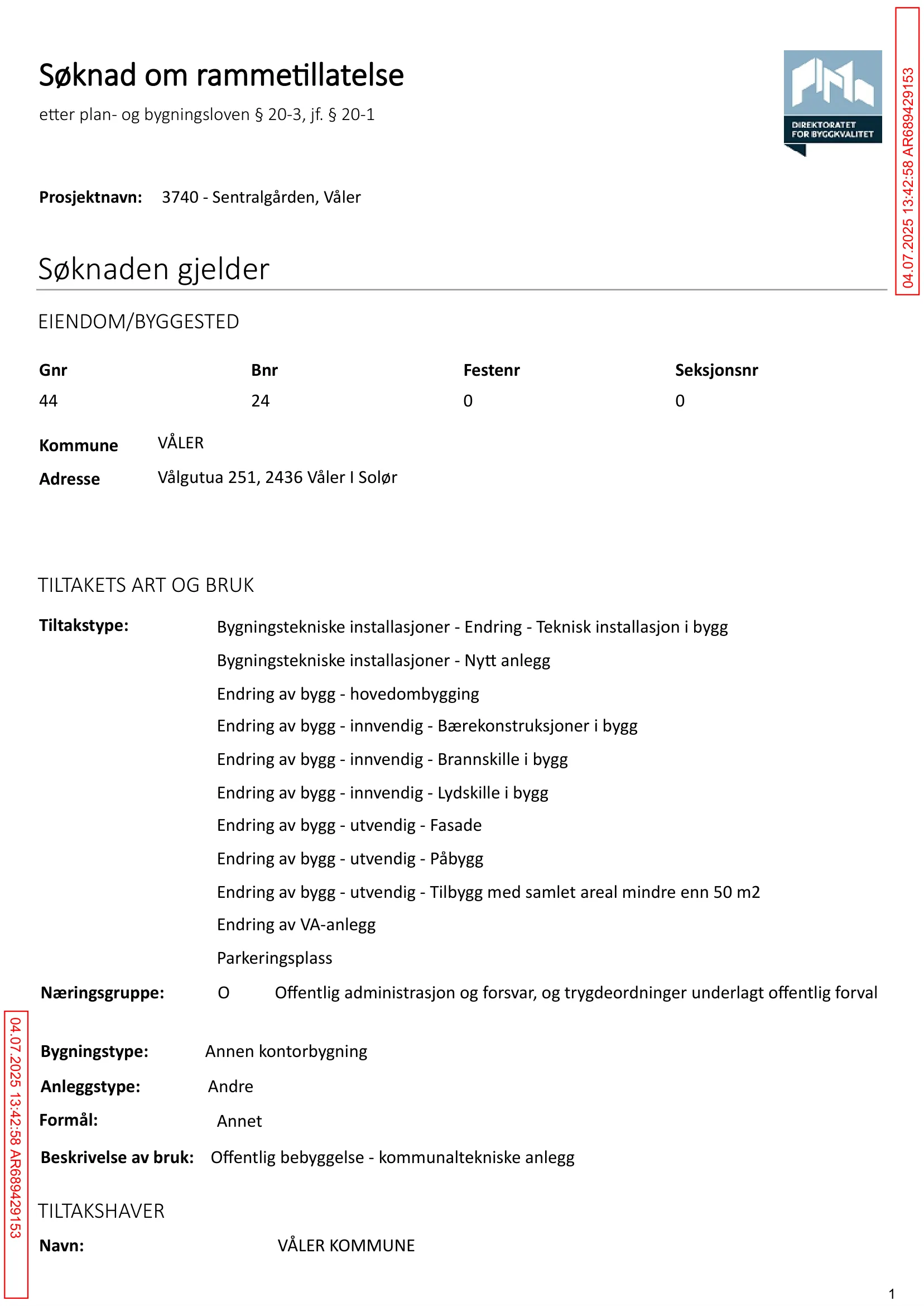 Søknad om rammetillatelse