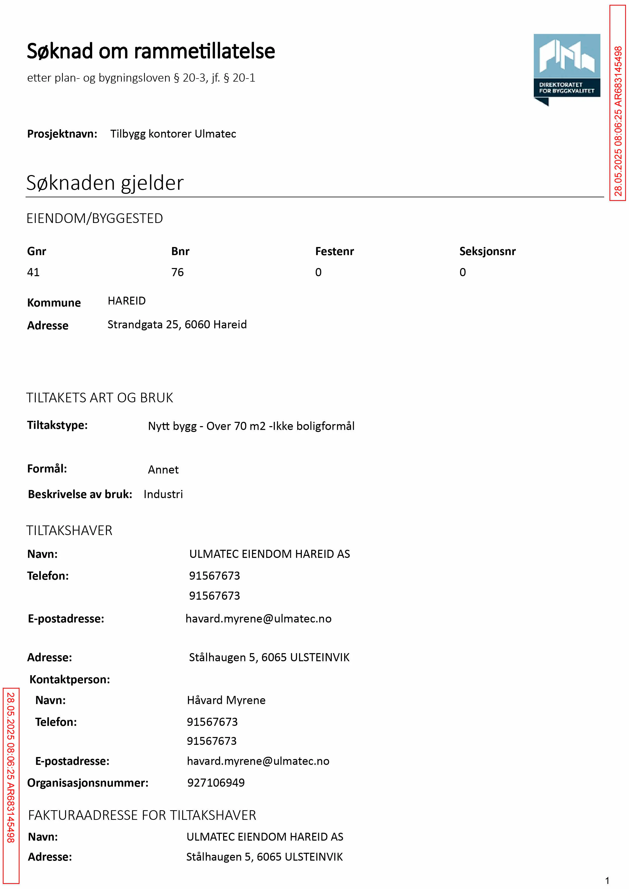 Søknad om rammetillatelse
