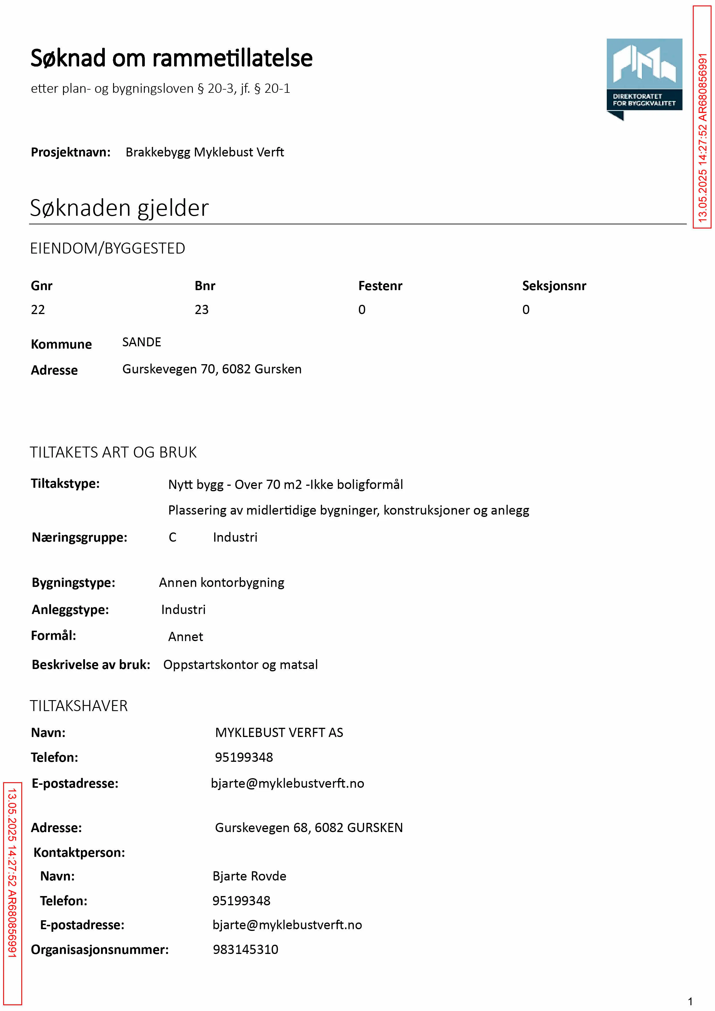 Søknad om rammetillatelse