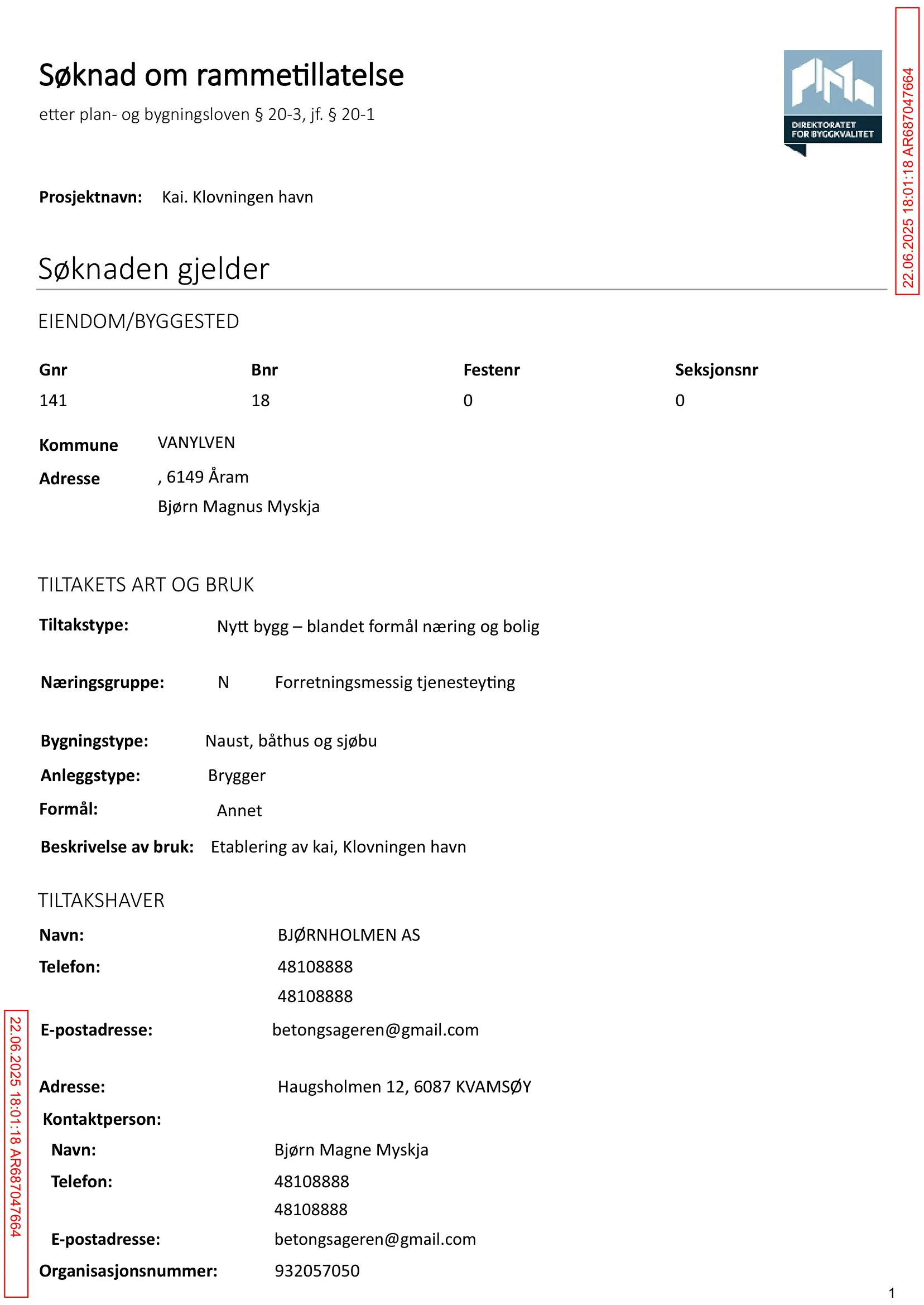 Søknad om rammetillatelse
