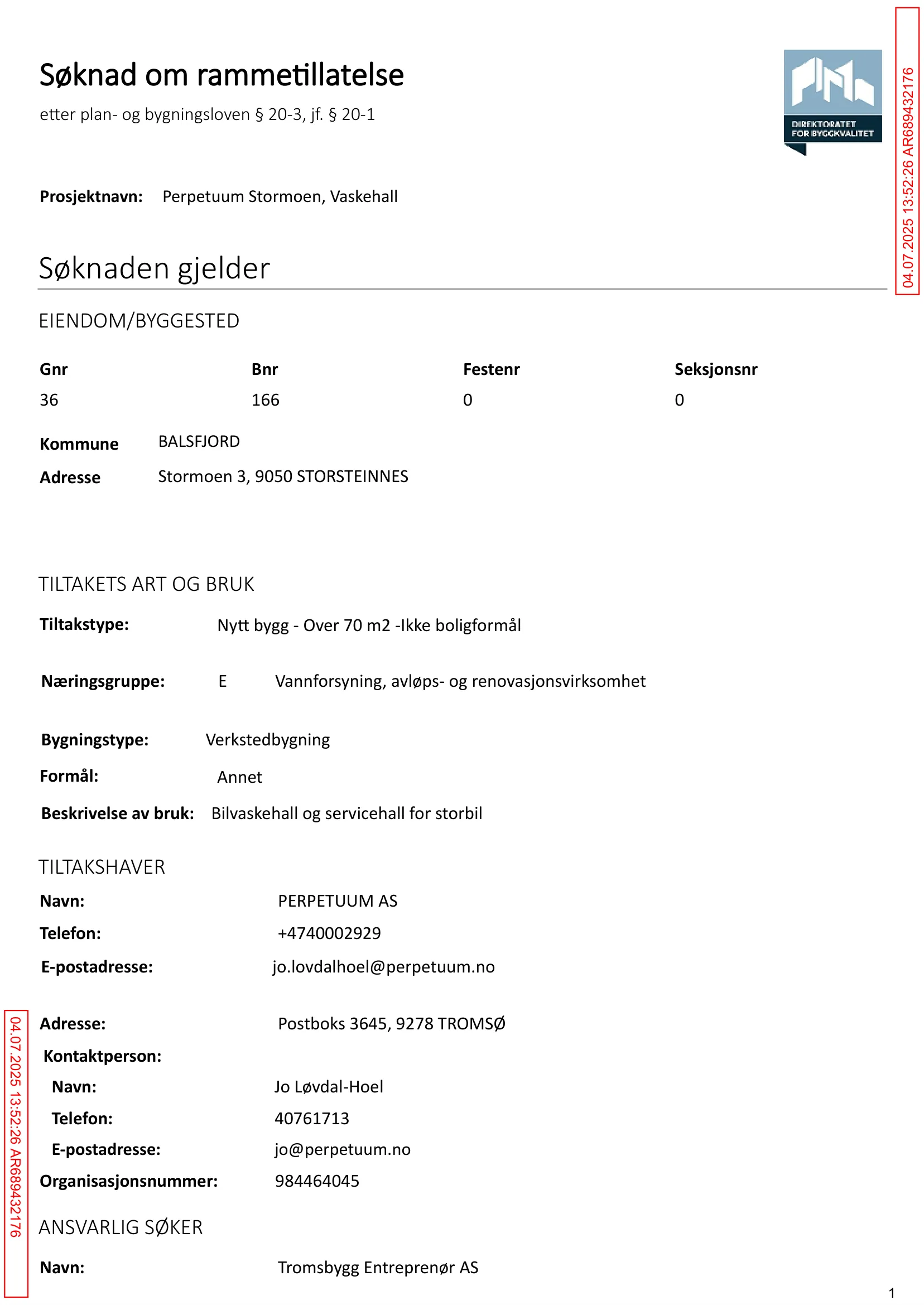 Søknad om rammetillatelse