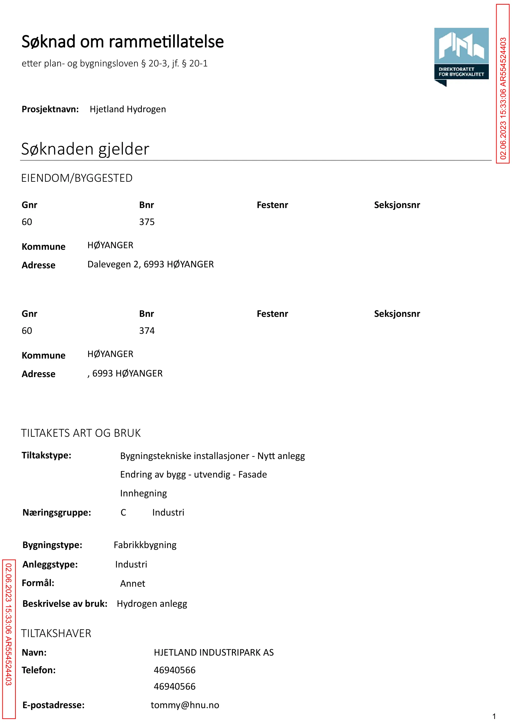 Søknad om rammetillatelse