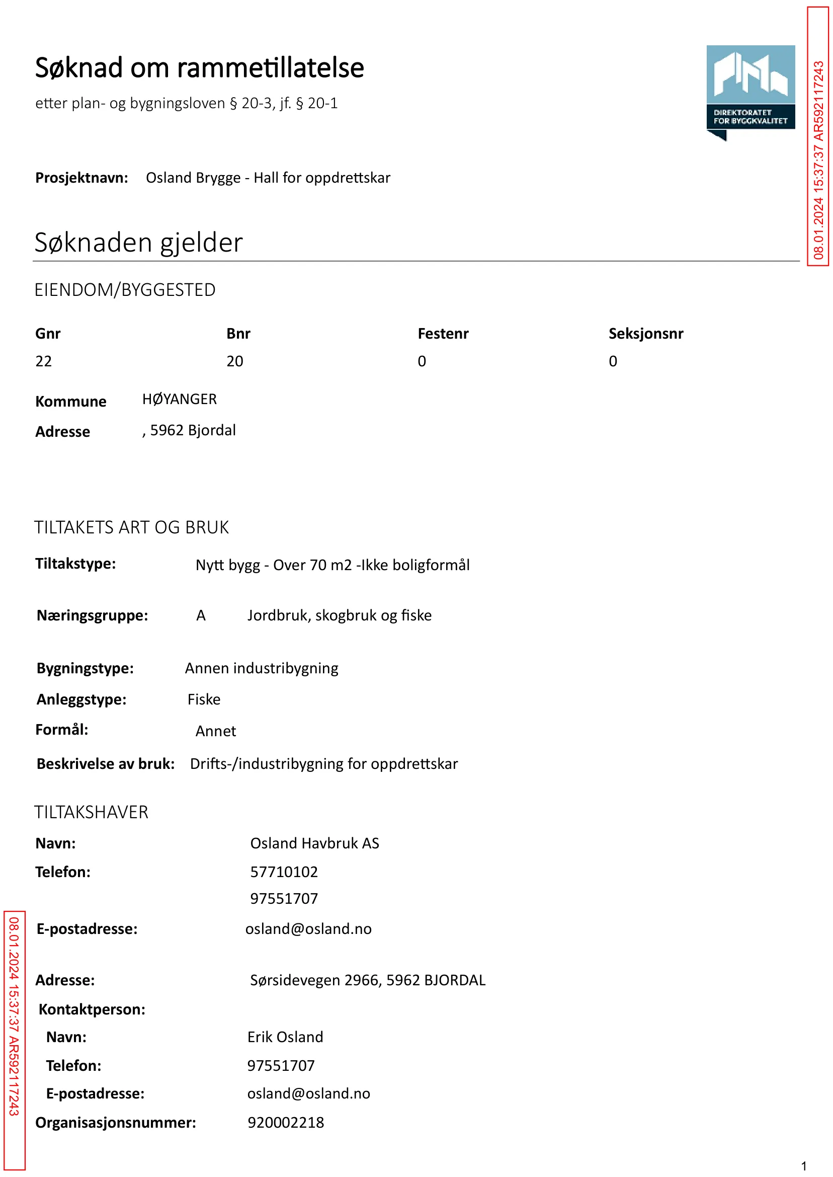 Søknad om rammetillatelse