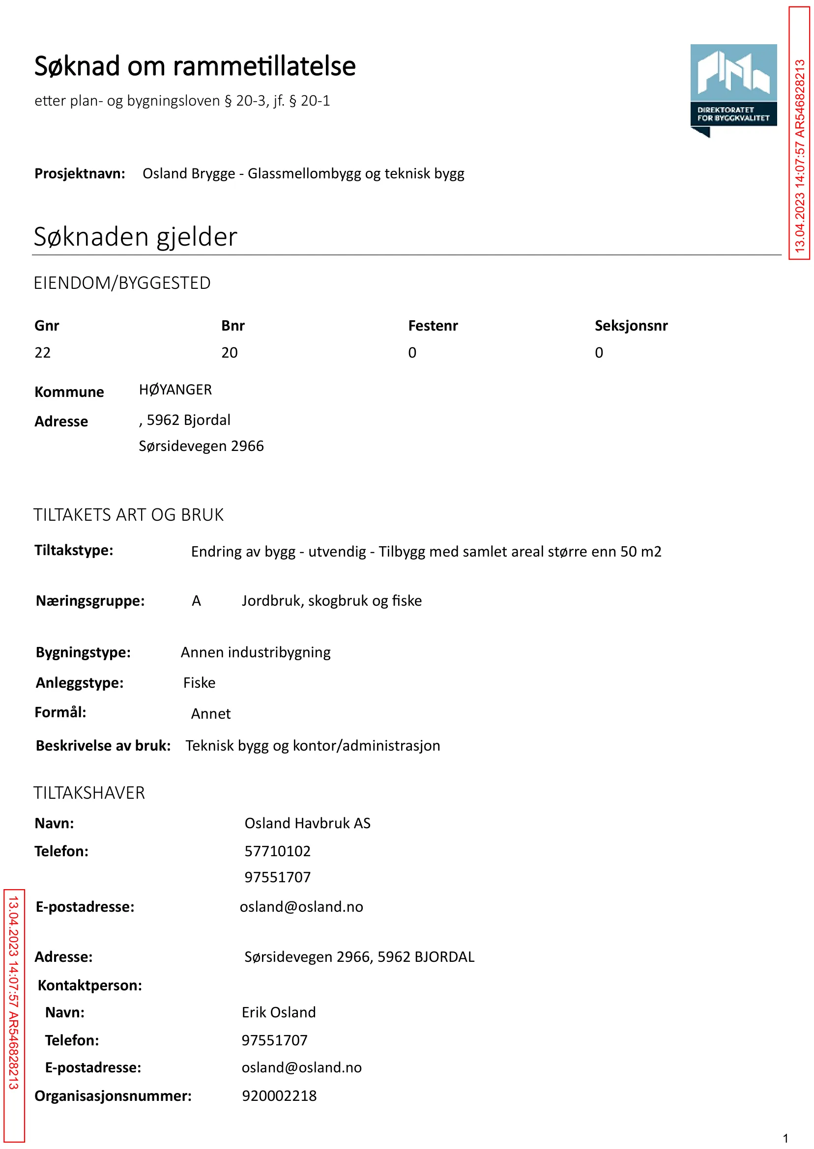 Søknad om rammetillatelse