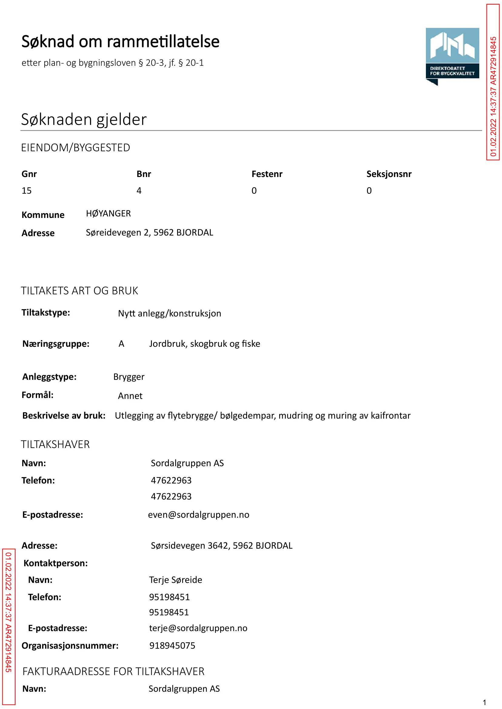 Søknad om rammetillatelse