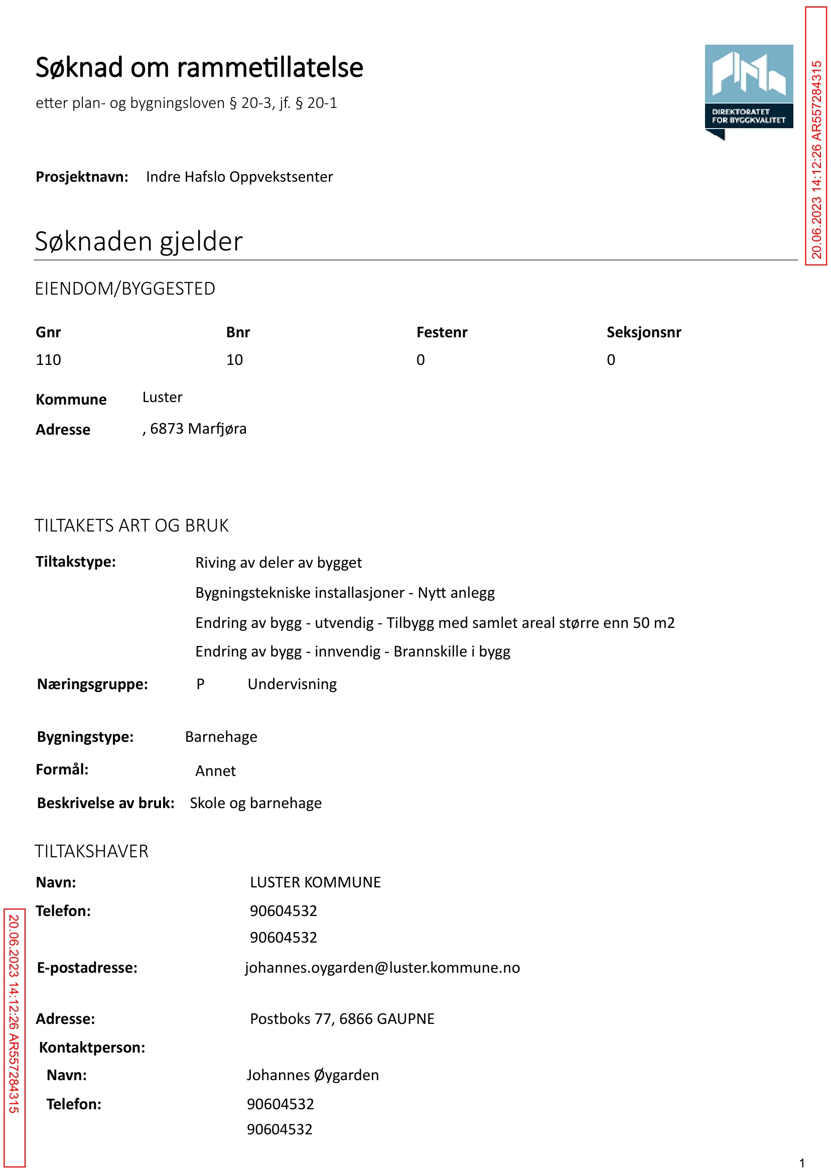 Søknad om rammetillatelse