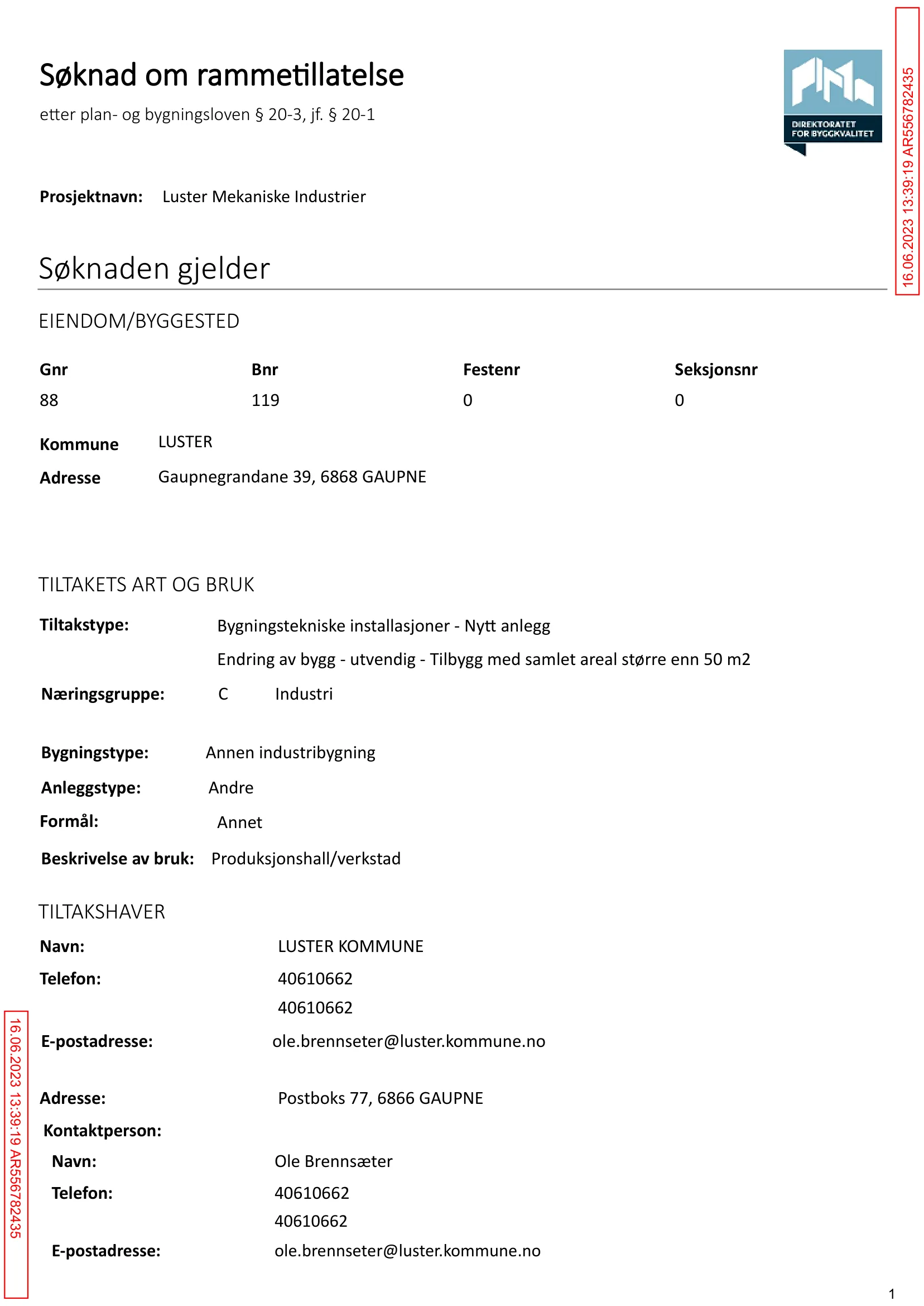 Søknad om rammetillatelse