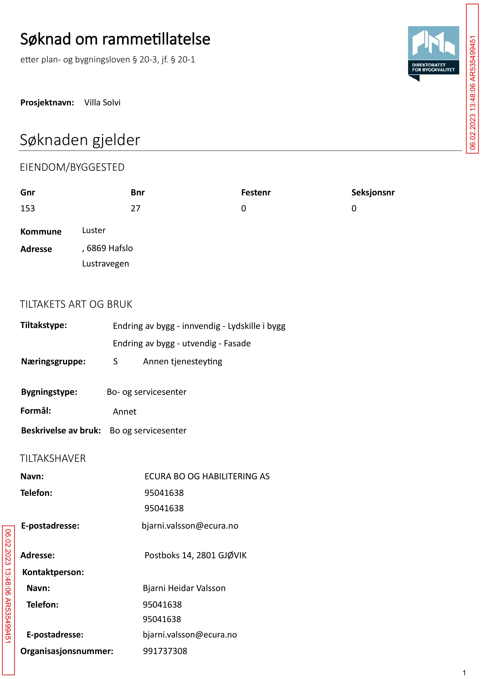 Søknad om rammetillatelse