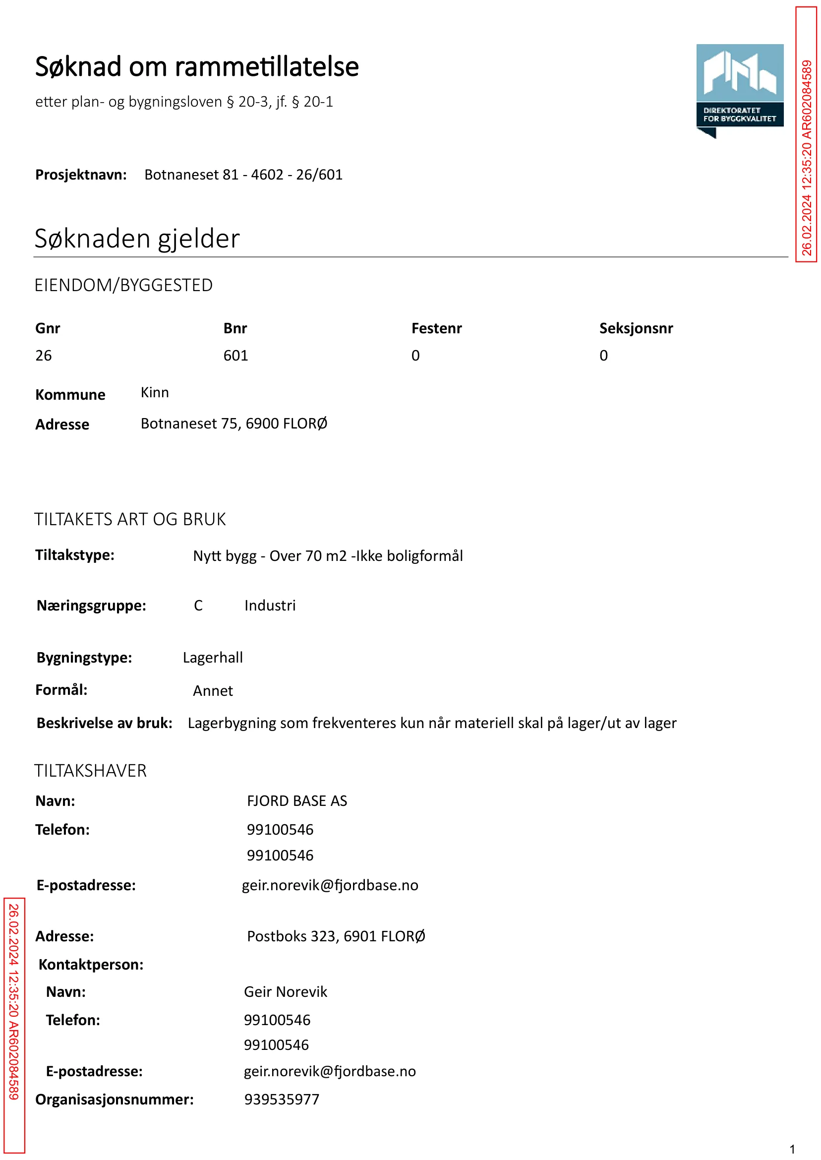 Søknad om rammetillatelse