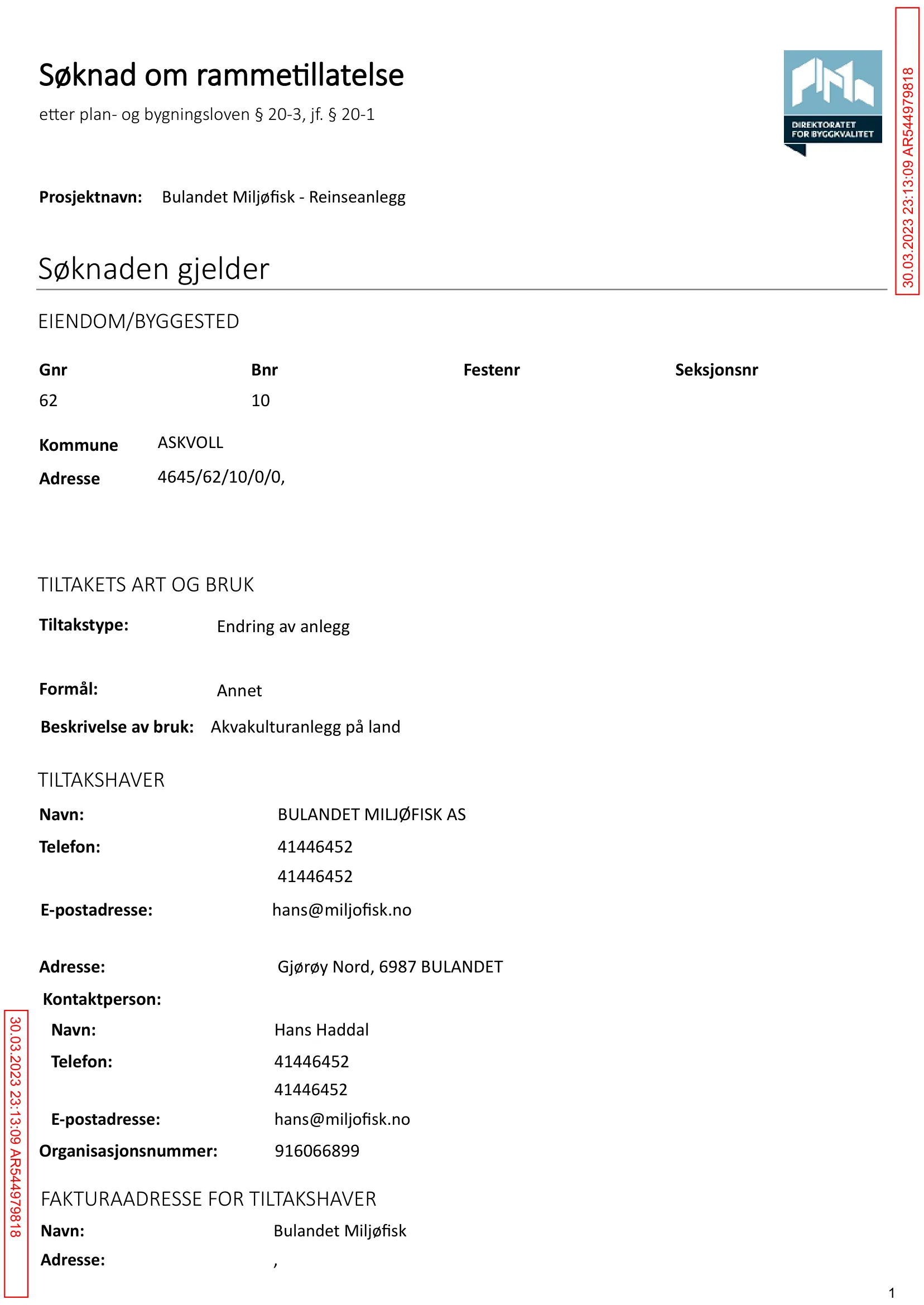 Søknad om rammetillatelse
