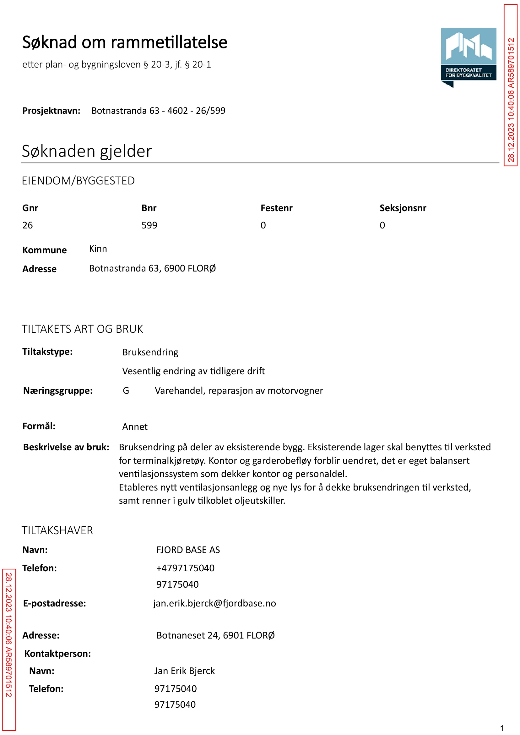 Søknad om rammetillatelse