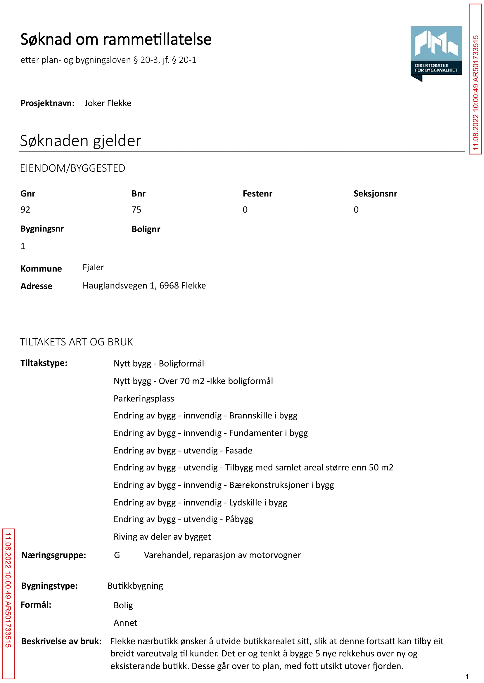 Søknad om rammetillatelse