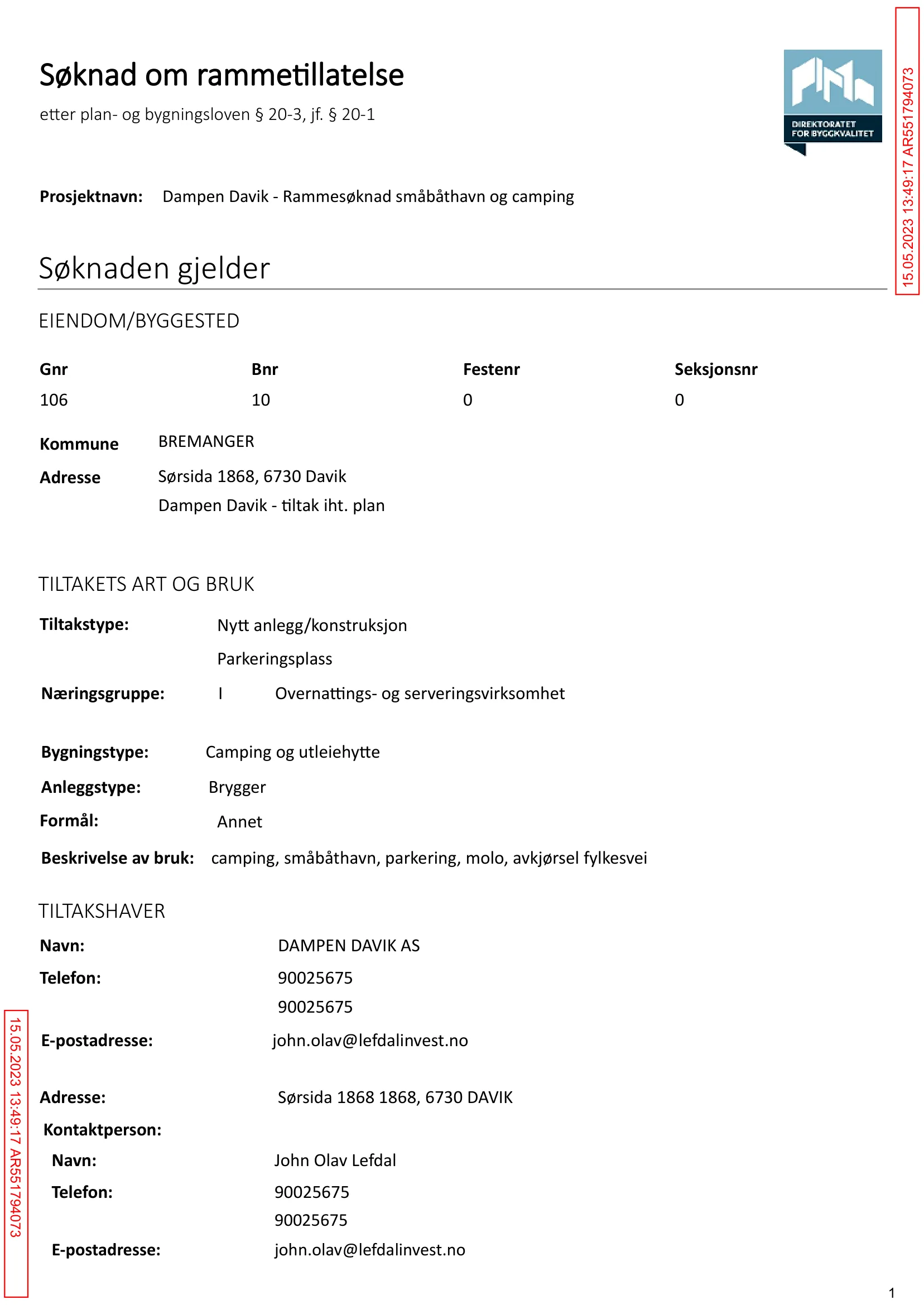 Søknad om rammetillatelse
