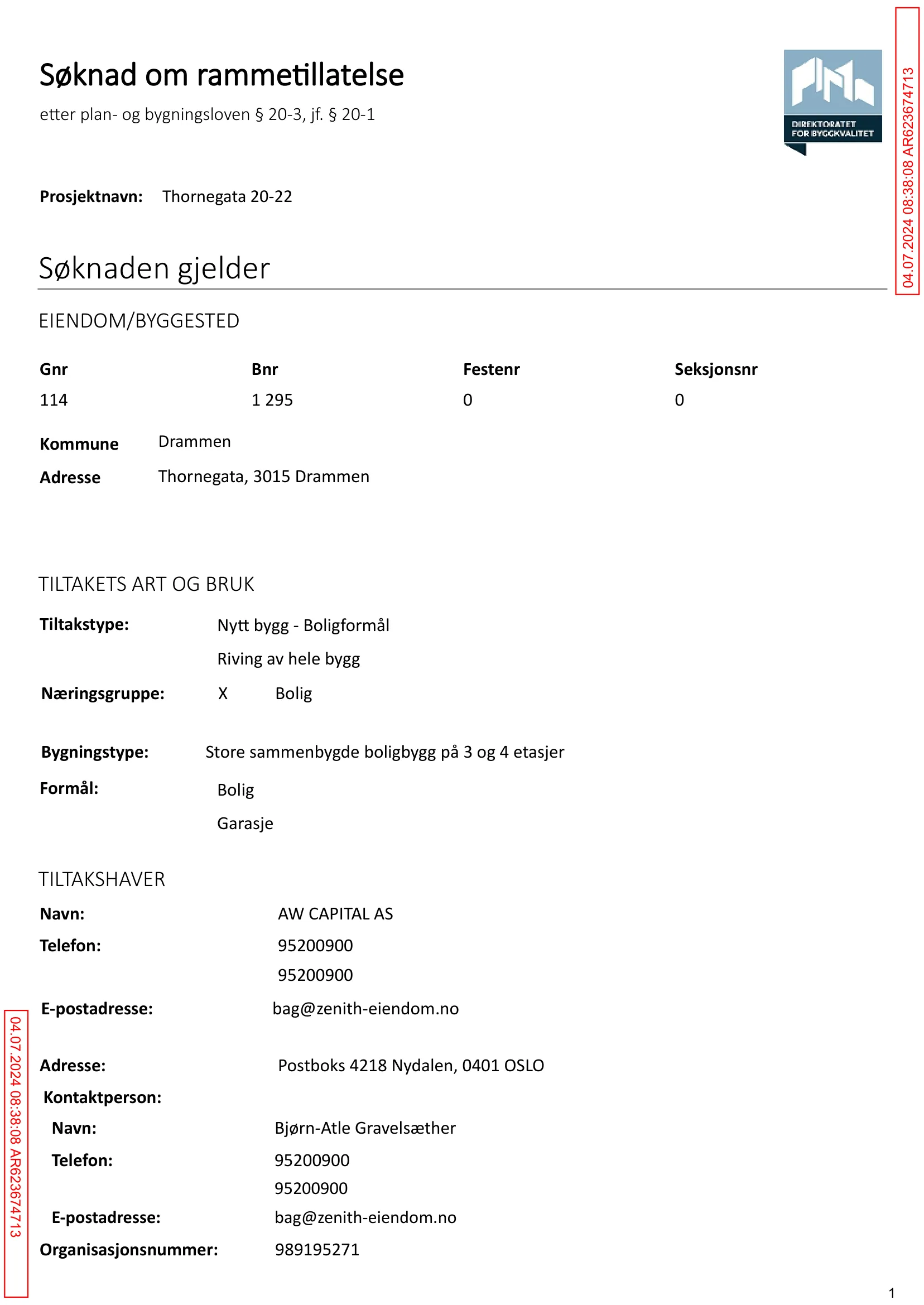 Søknad om rammetillatelse