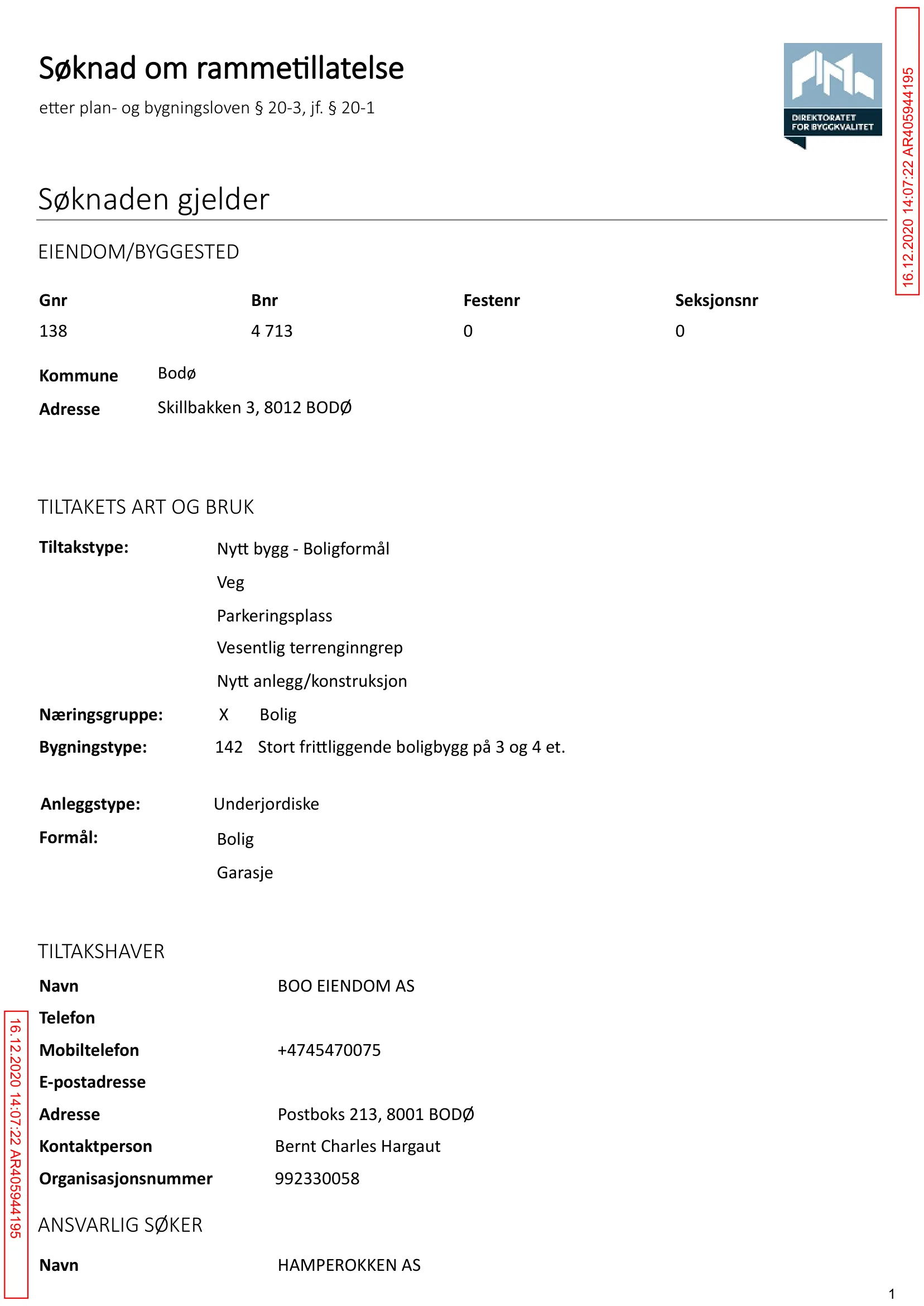 Søknad om rammetillatelse