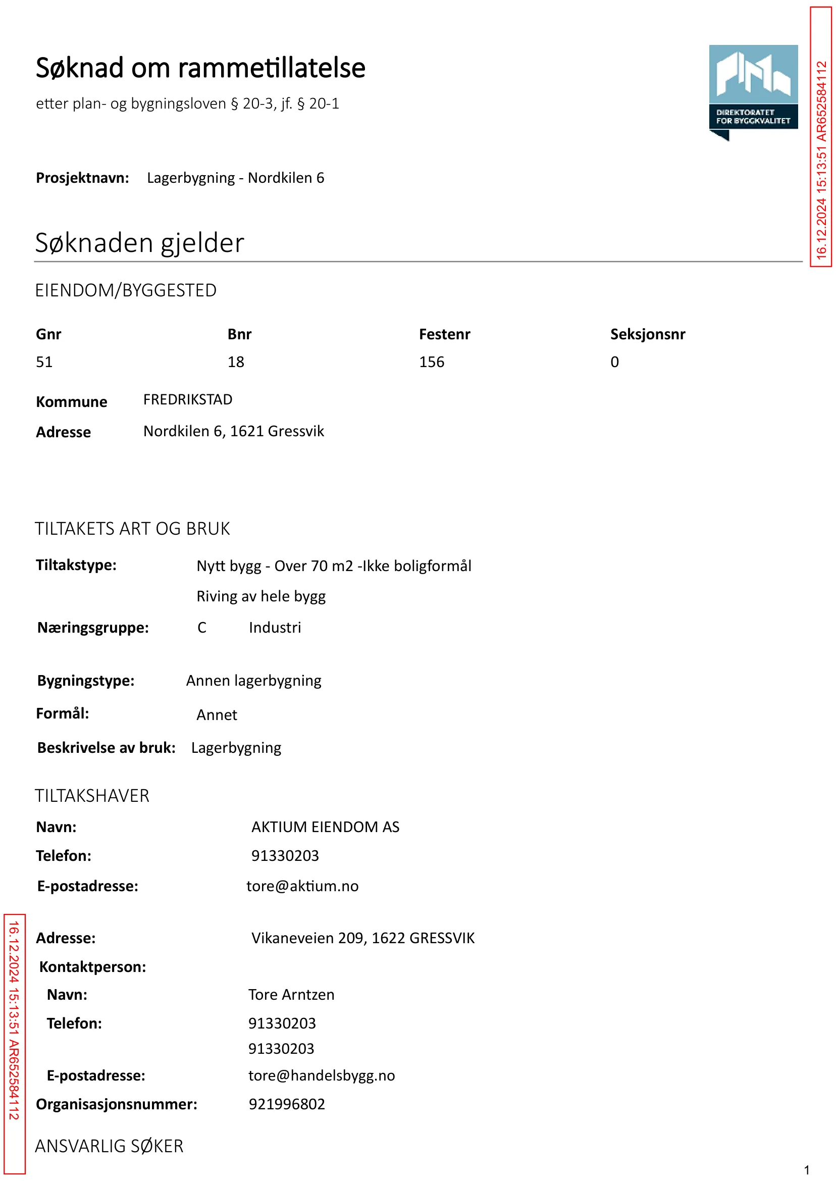 Søknad om rammetillatelse