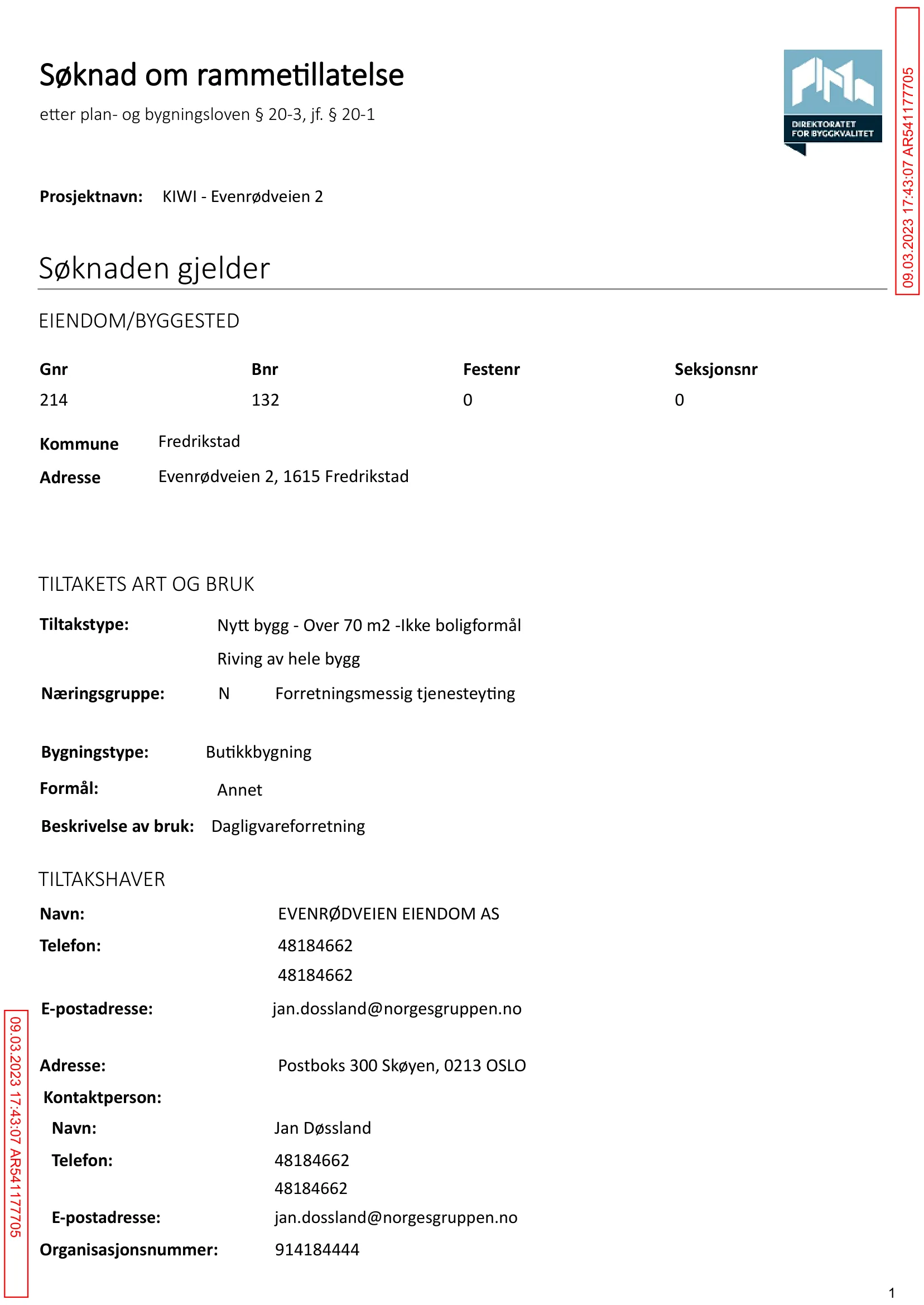 Søknad om rammetillatelse